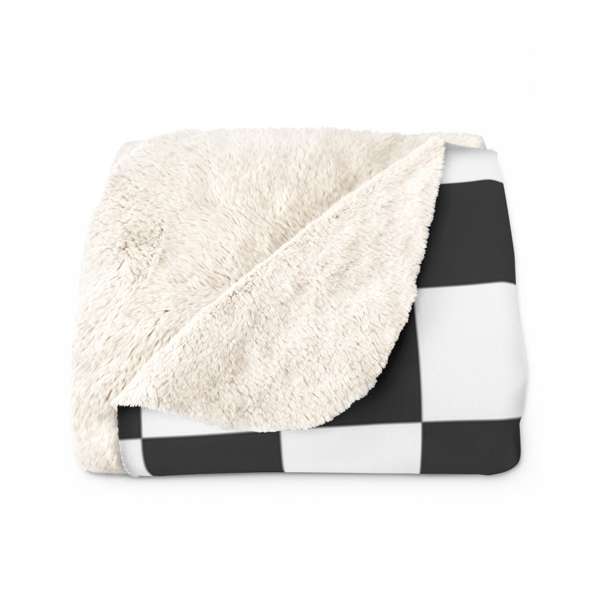 Checkerboard White and Black Sherpa Fleece Blanket, Artsulli - Art is Long, Life is Short, Home Decor, , , , , , , 