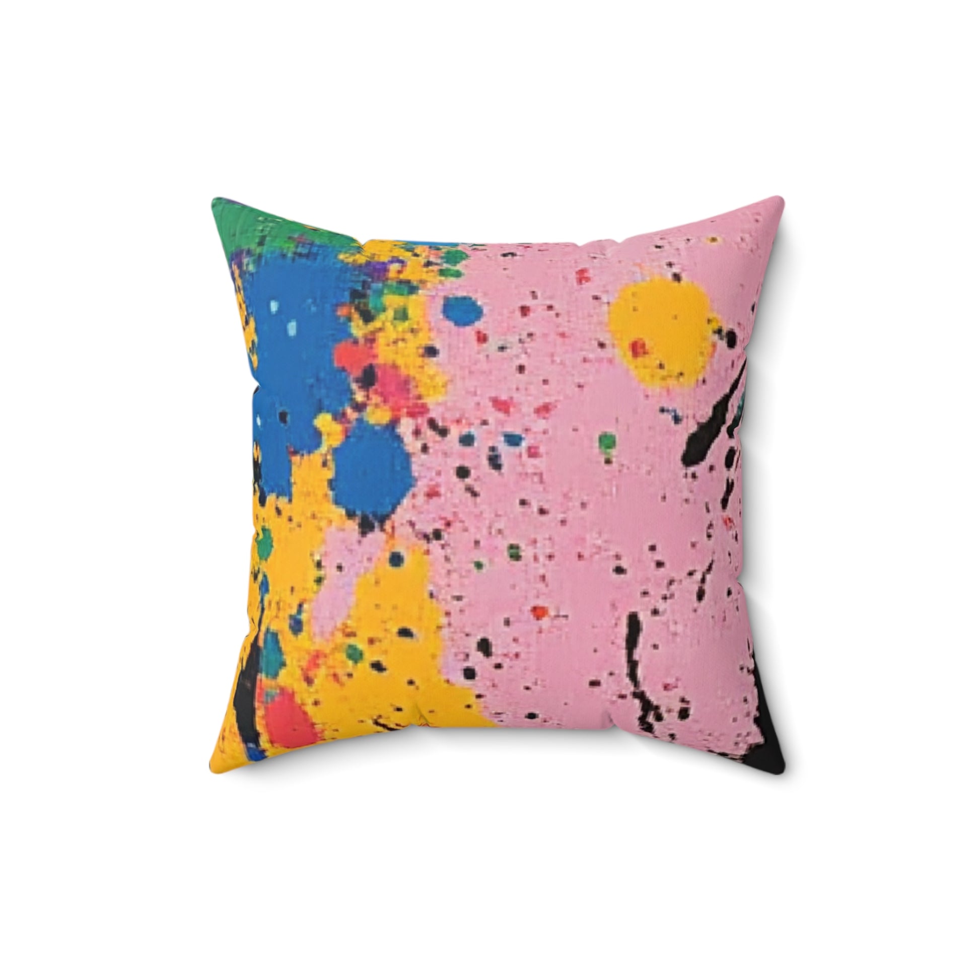 The Colors Of Paint Splatter Faux Suede Square Pillow, Artsulli - Art is Long, Life is Short, Home Decor, , , , , , , 