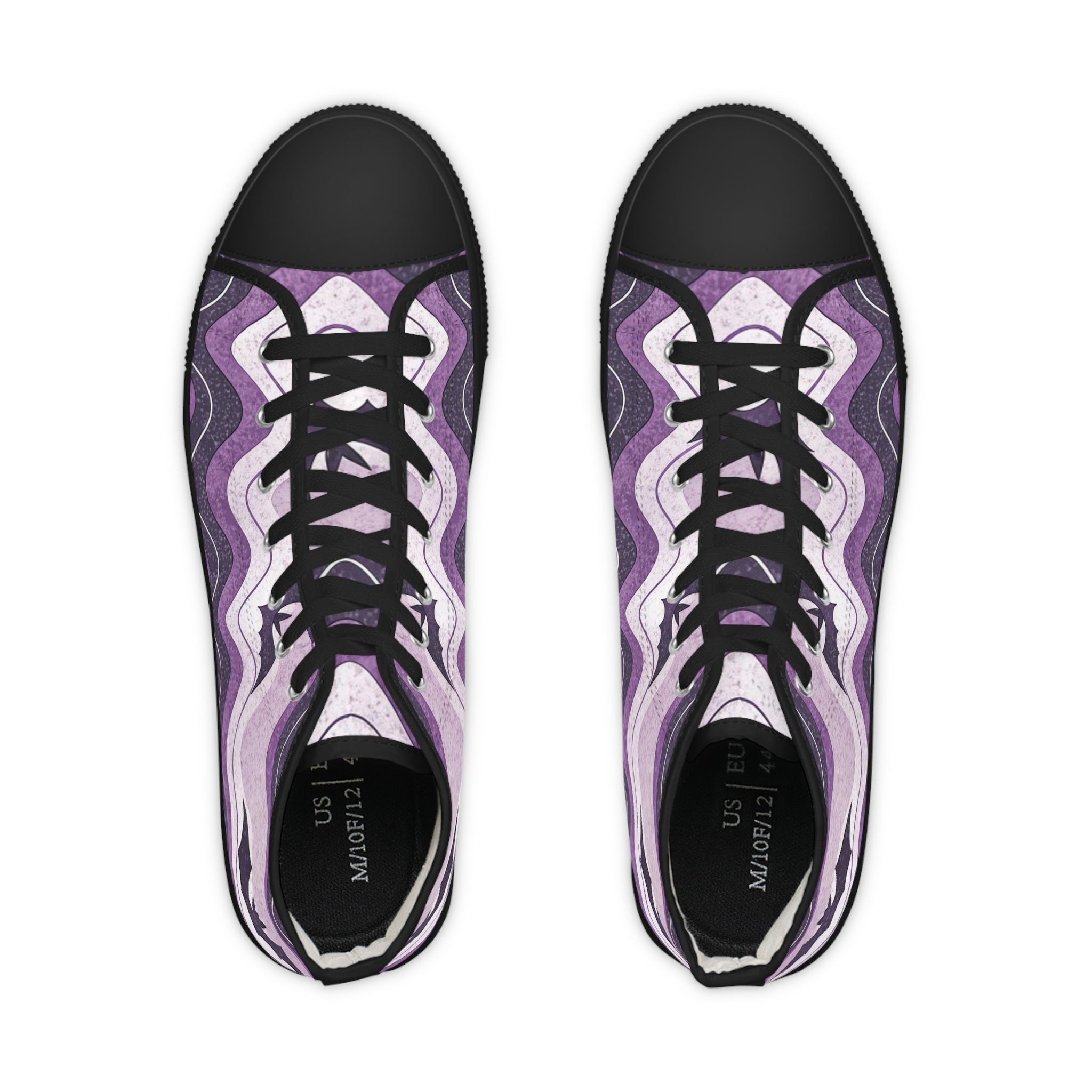 Bat Wave Purple Men's High Top Sneakers, Artsulli - Art is Long, Life is Short, Shoes, , , , , , , 