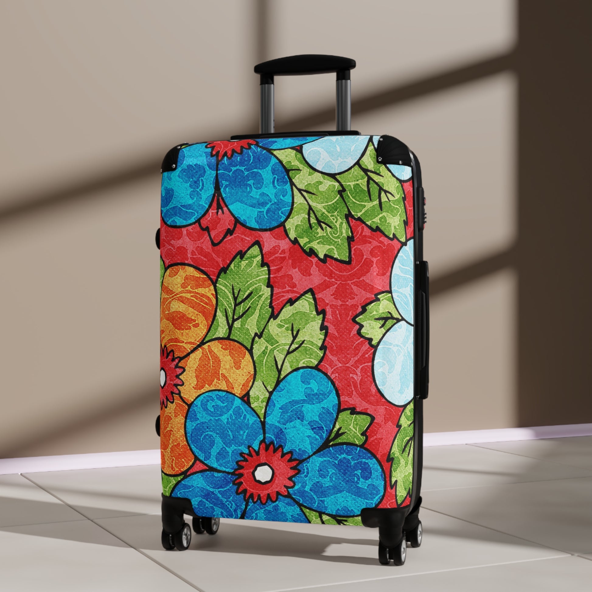 Groovy Red Floral Kl Suitcase, Artsulli - Art is Long, Life is Short, Bags, , , , , , , 