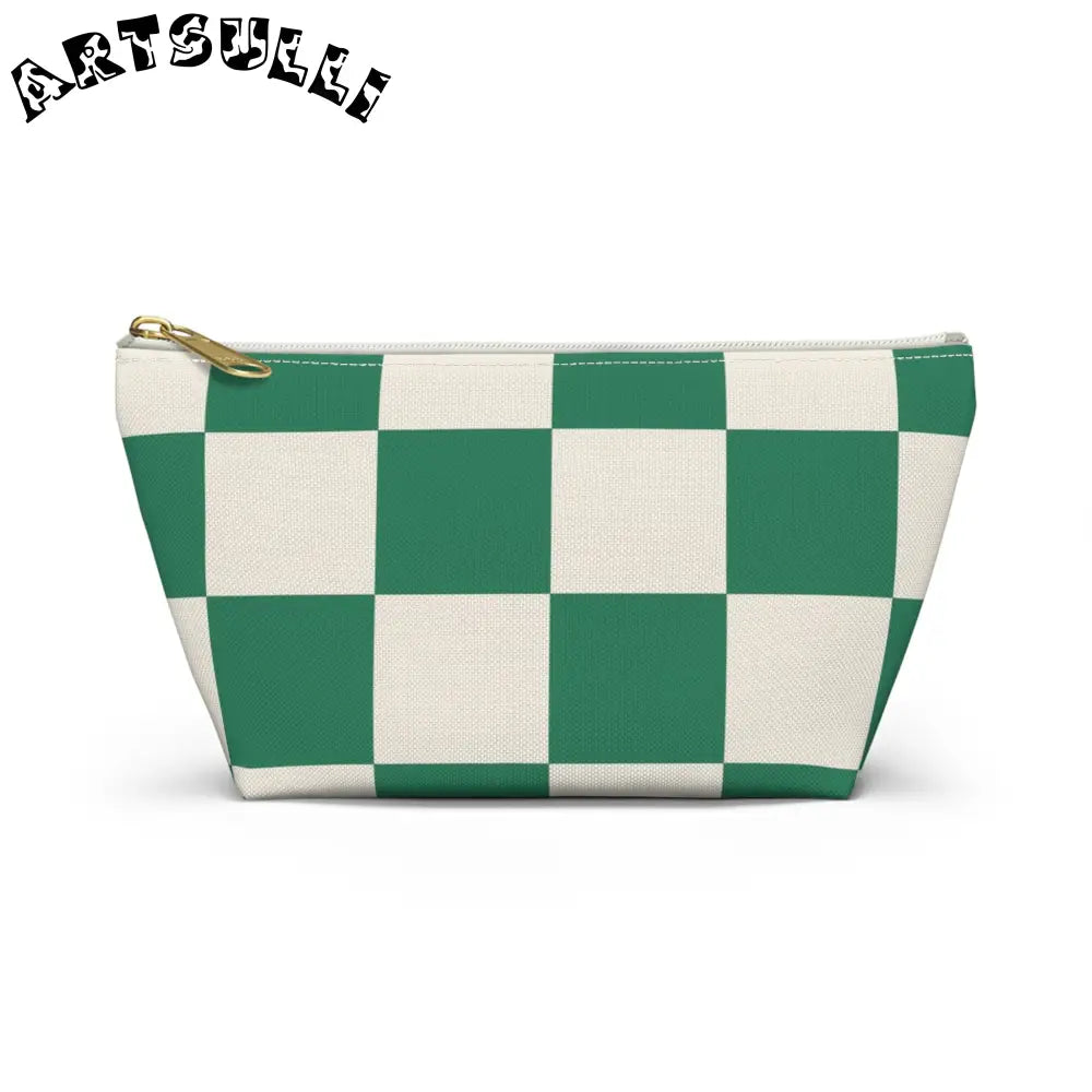 JAKKOUTTHEBXX Checkerboard Dark Green Accessory Pouch w T-bottom