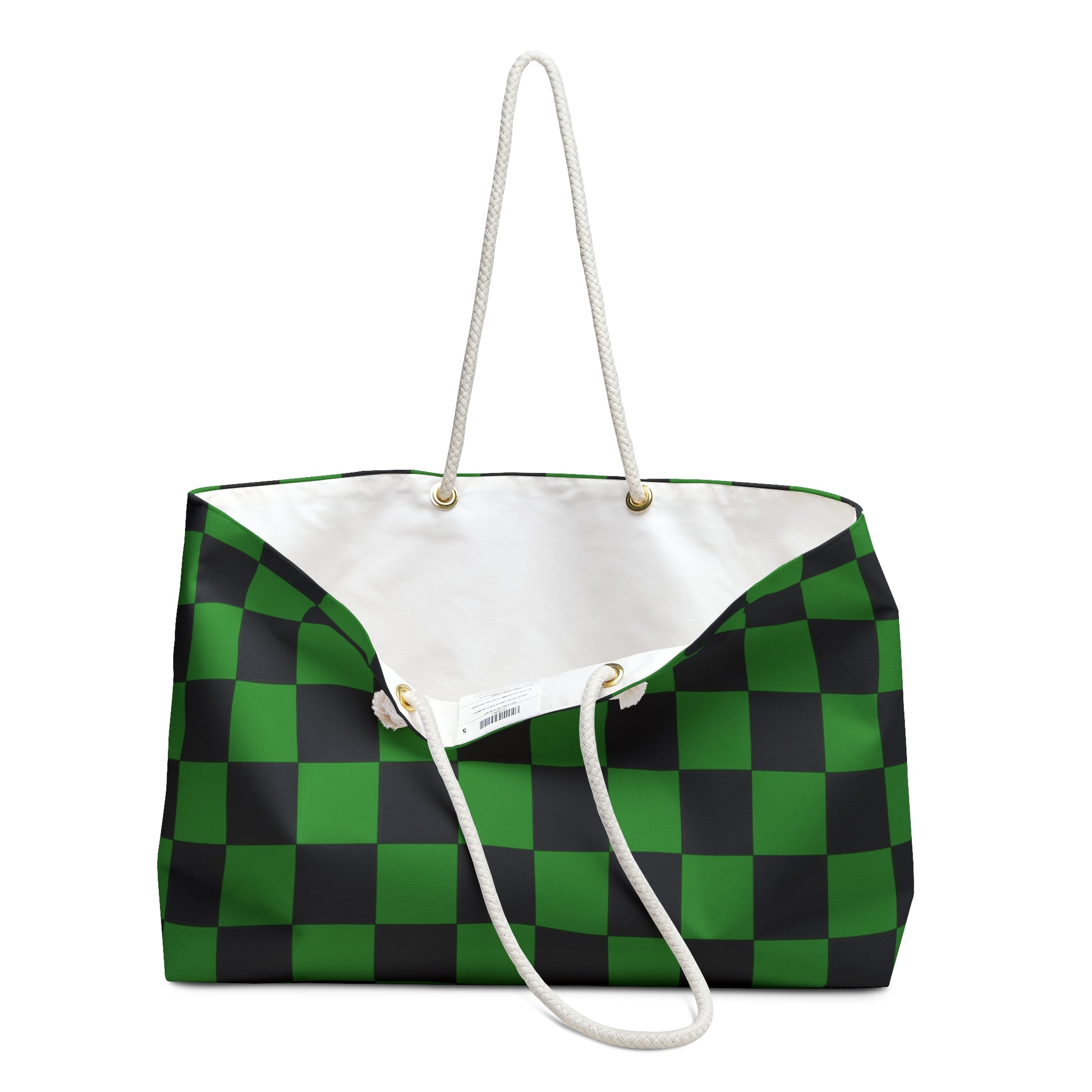 Checkerboard Green and Black Weekender Bag, Artsulli - Art is Long, Life is Short, Bags, , , , , , , 