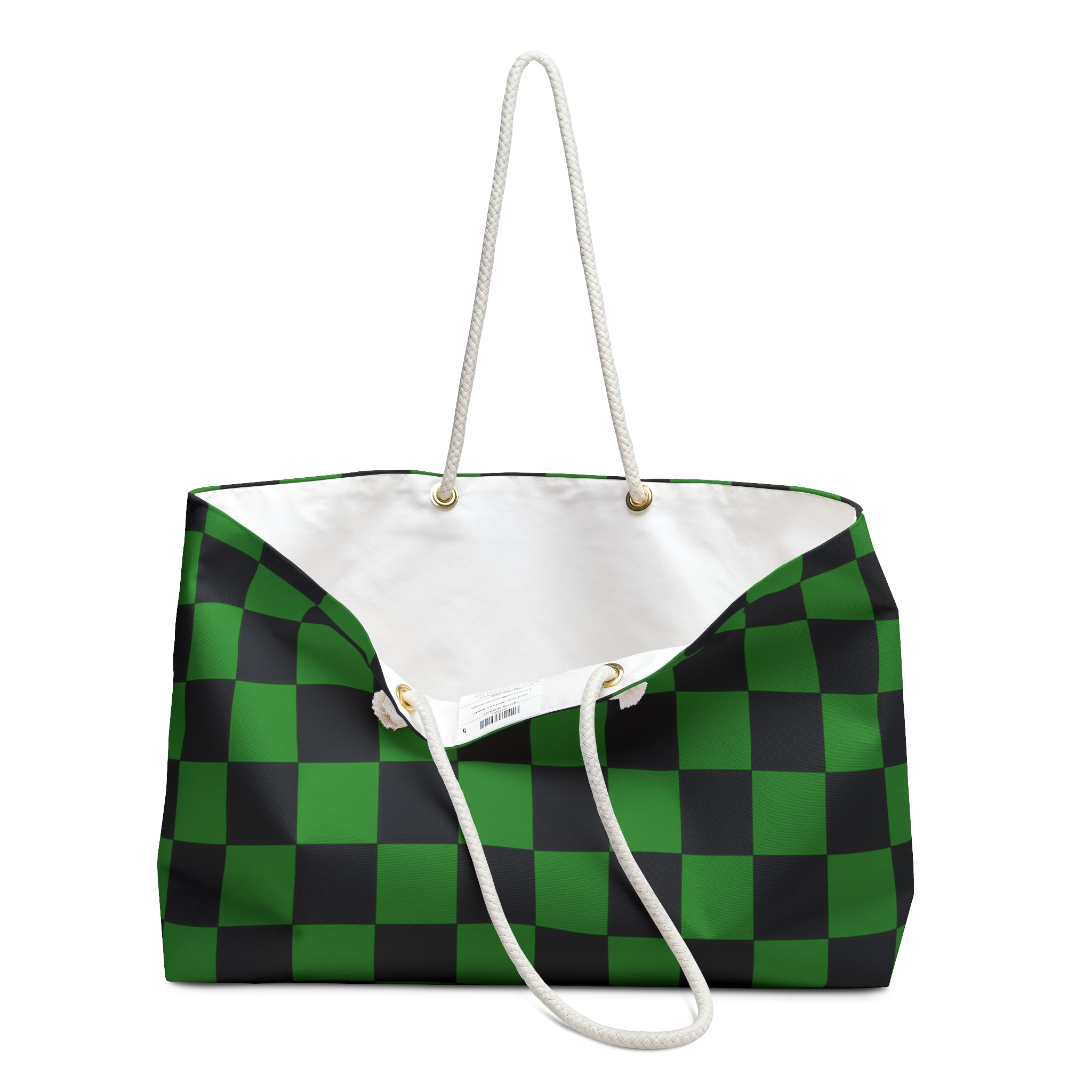 Checkerboard Green and Black Weekender Bag, Artsulli - Art is Long, Life is Short, Bags, , , , , , , 