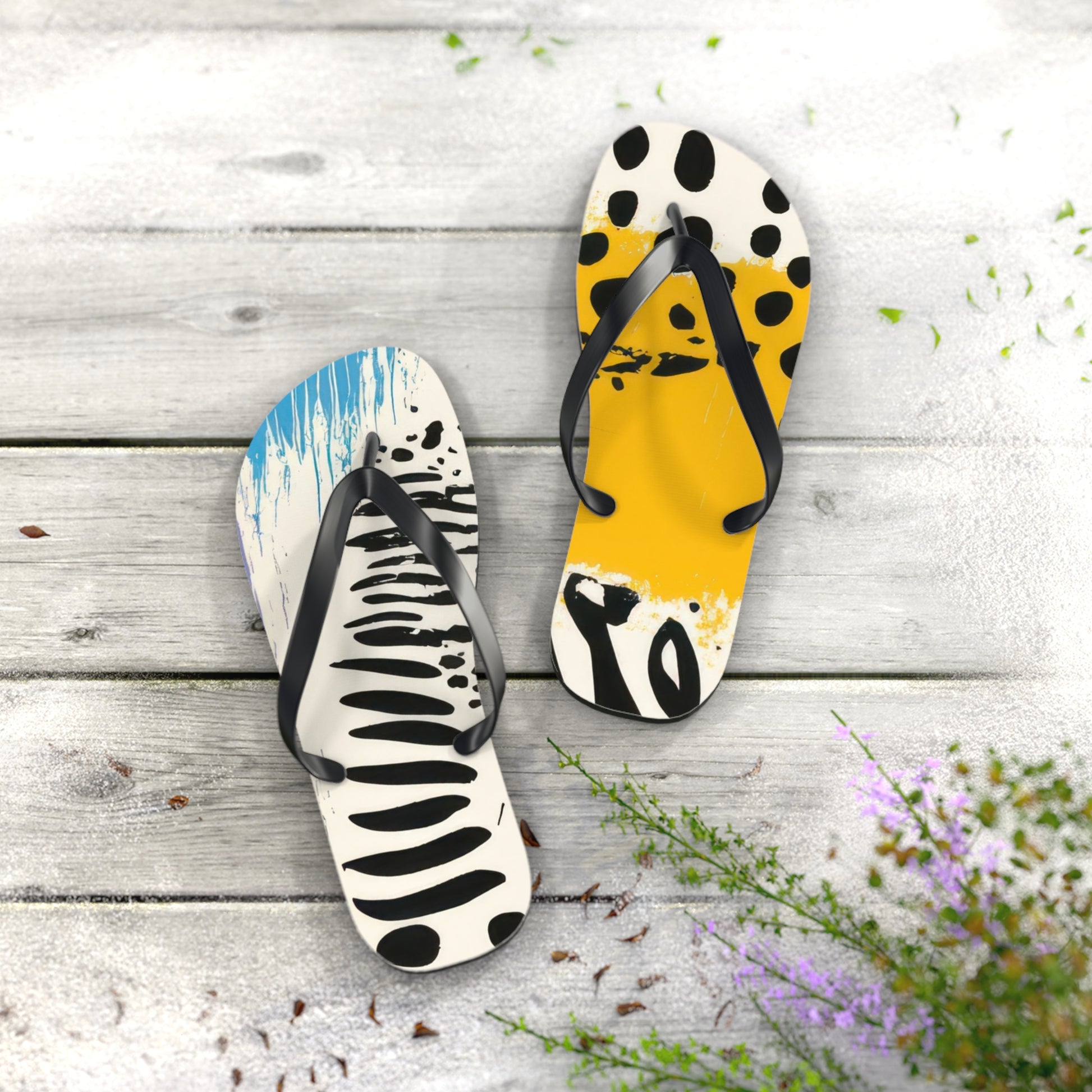 Rae Zebra Rhapsody Flip Flops, Artsulli - Art is Long, Life is Short, Shoes, , , , , , , 