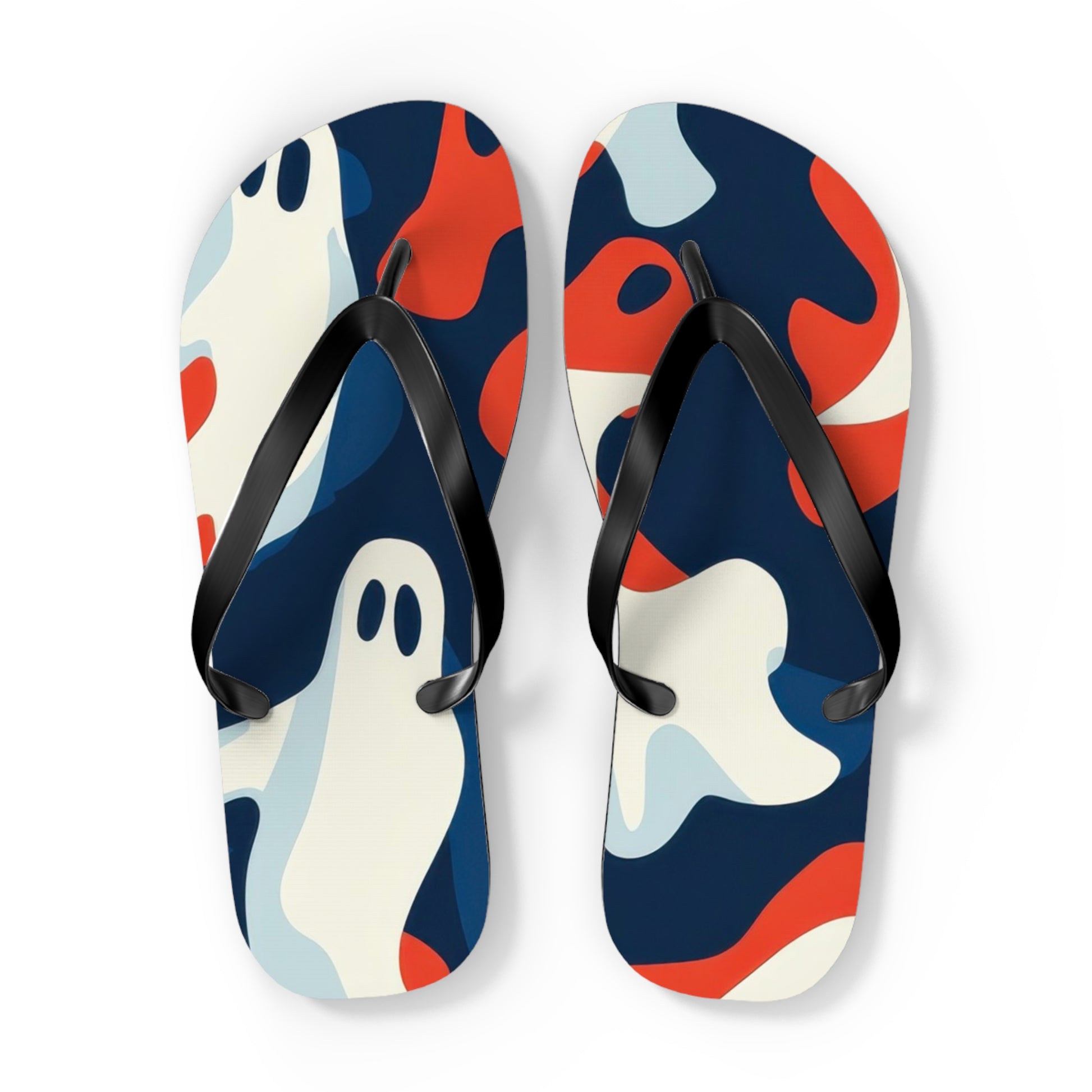 Camo Ghosts Flip Flops, Artsulli - Art is Long, Life is Short, Shoes, Size, XL, Color, Black sole, , , 14431743423226