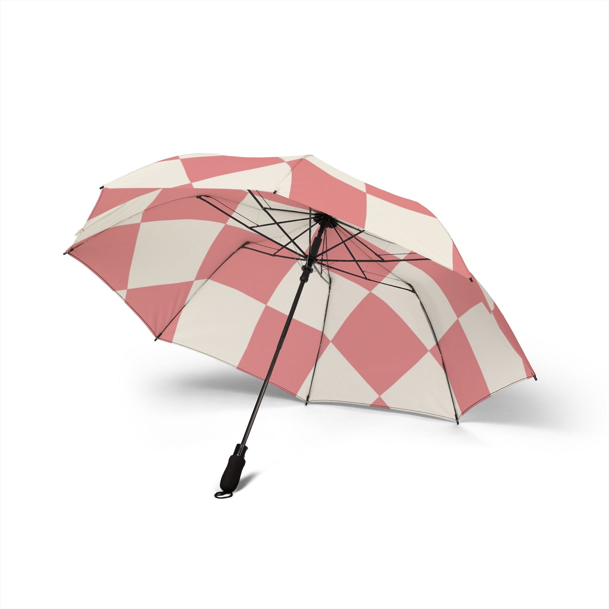 Retro Checkered Grassland Sprites Semi-Automatic Foldable Umbrella, Artsulli - Art is Long, Life is Short, Accessories, , , , , , , 