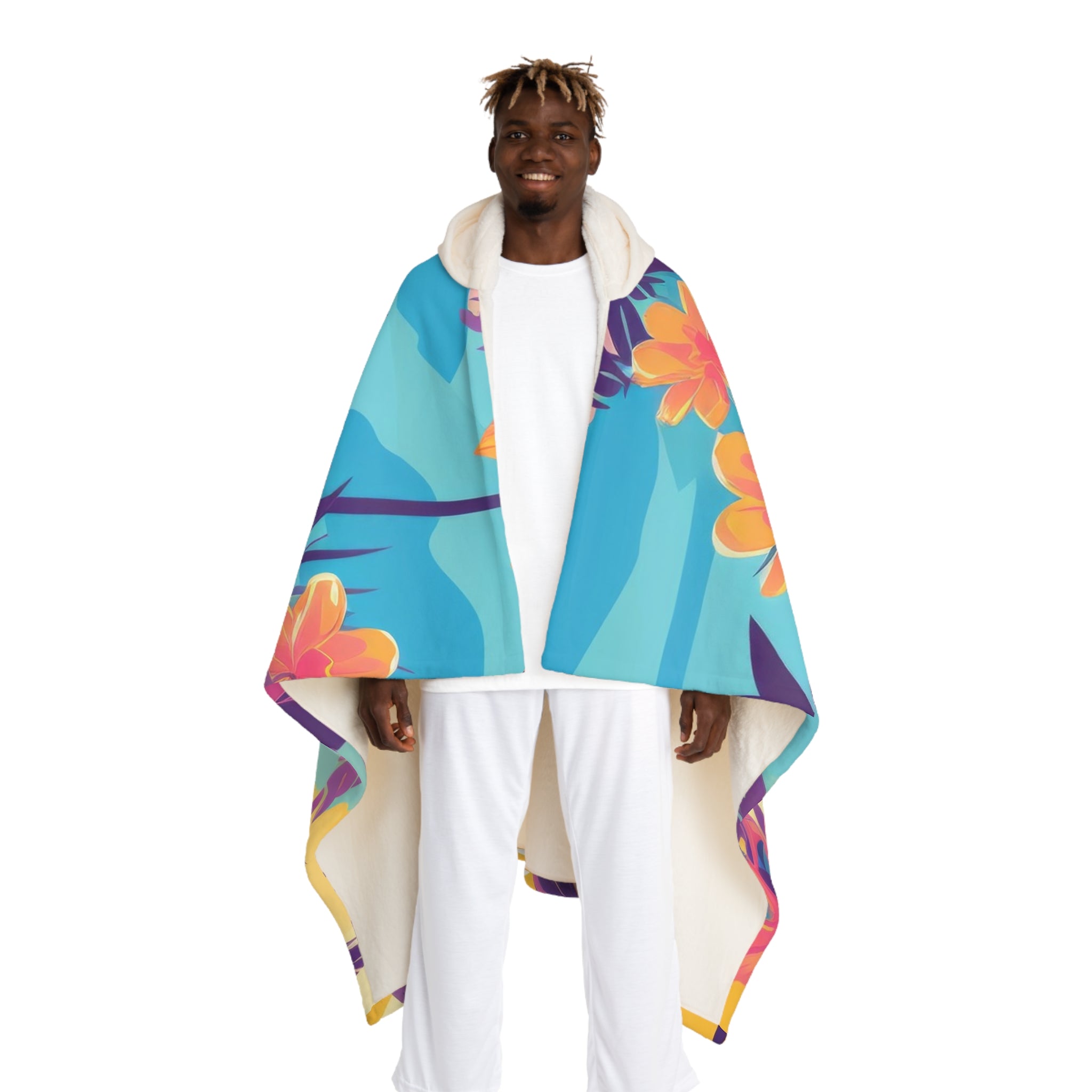 Sunset Paradise Hooded Sherpa Fleece Blanket, Artsulli - Art is Long, Life is Short, All Over Prints, Size, One size, Color, Cream, , , 25856302225705549691