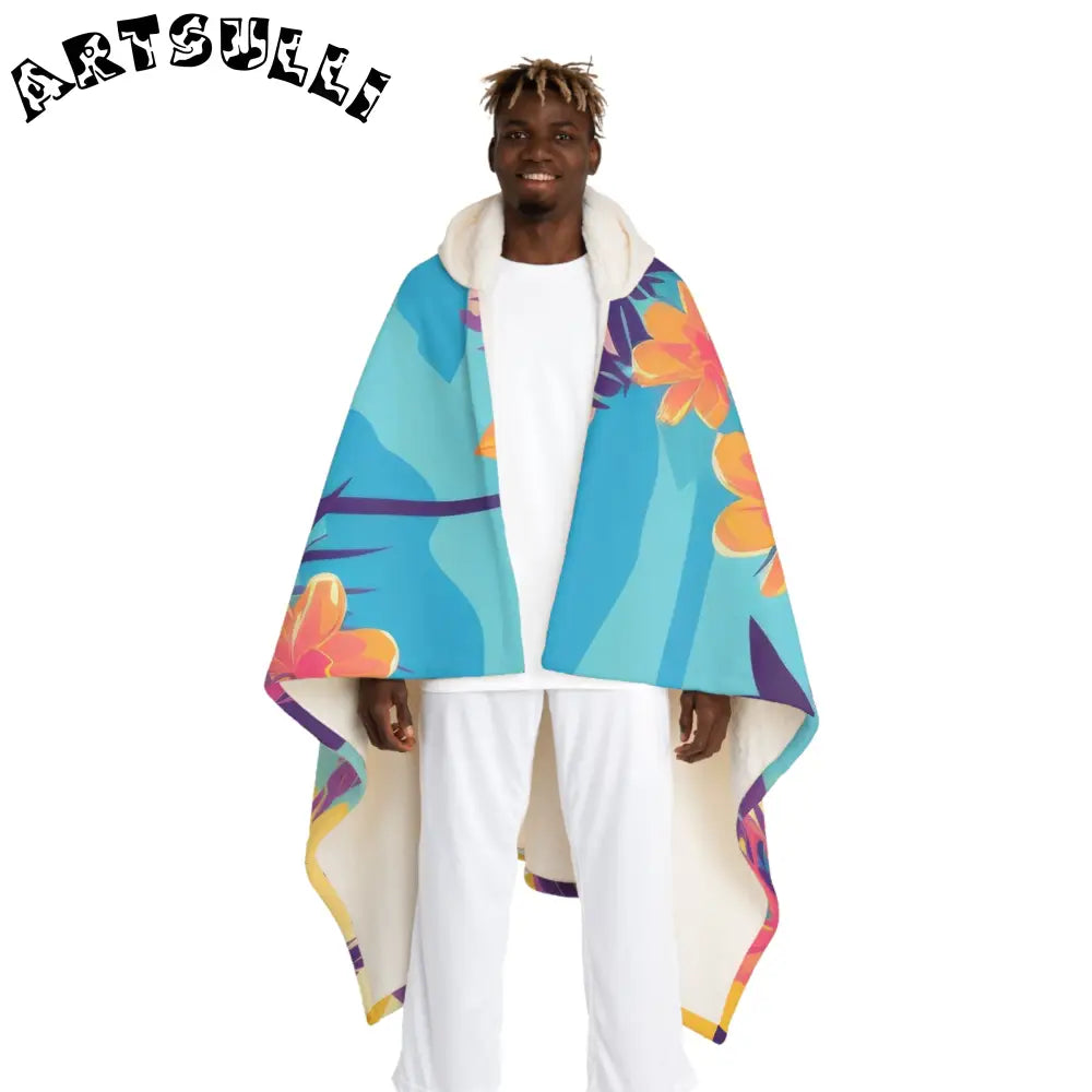 JAKKOUTTHEBXX Sunset Paradise Hooded Sherpa Fleece Blanket