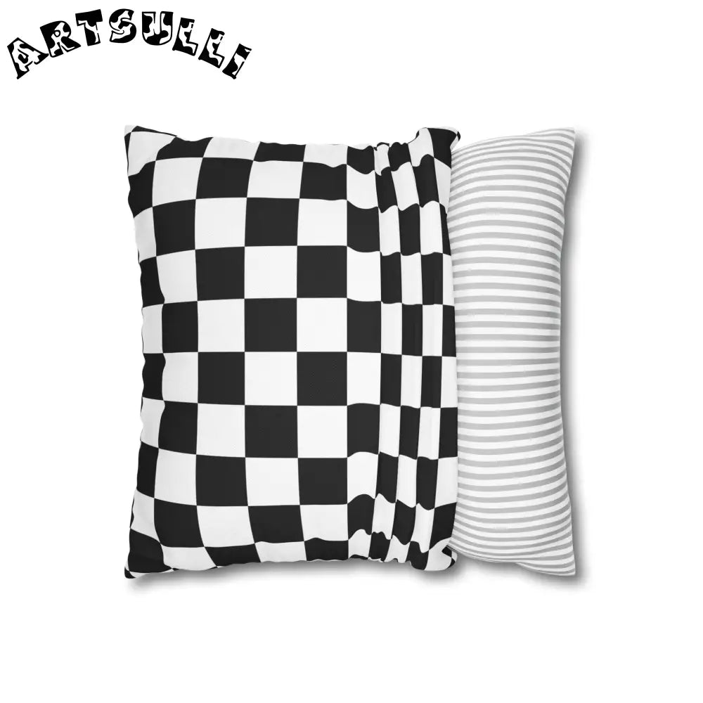 JAKKOUTTHEBXX Checkerboard Black and White Spun Polyester Square