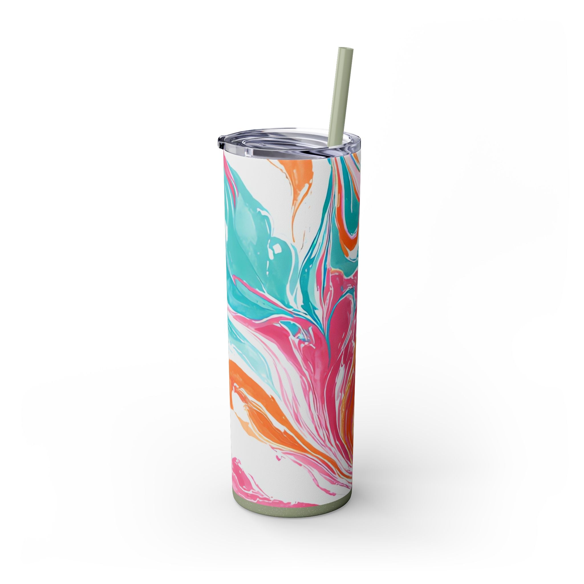 Liquid Pastel Spill Multi-Color Skinny Tumbler with Straw, 20oz, Artsulli - Art is Long, Life is Short, Mug, , , , , , , 