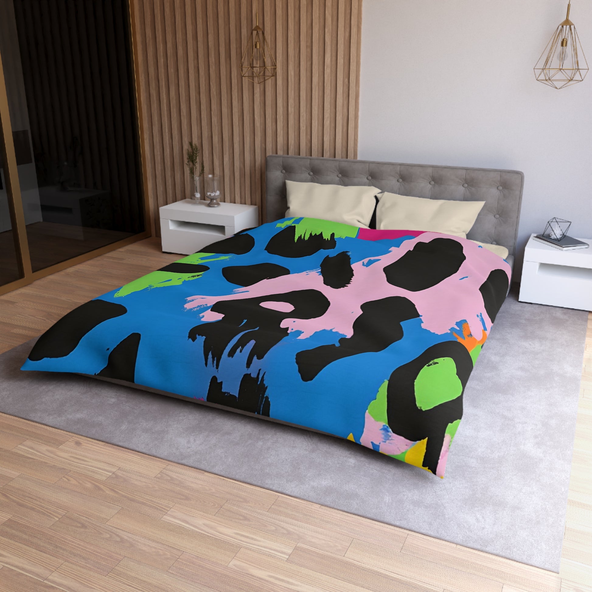 90s Neon Microfiber Duvet Cover, Artsulli - Art is Long, Life is Short, Home Decor, , , , , , , 