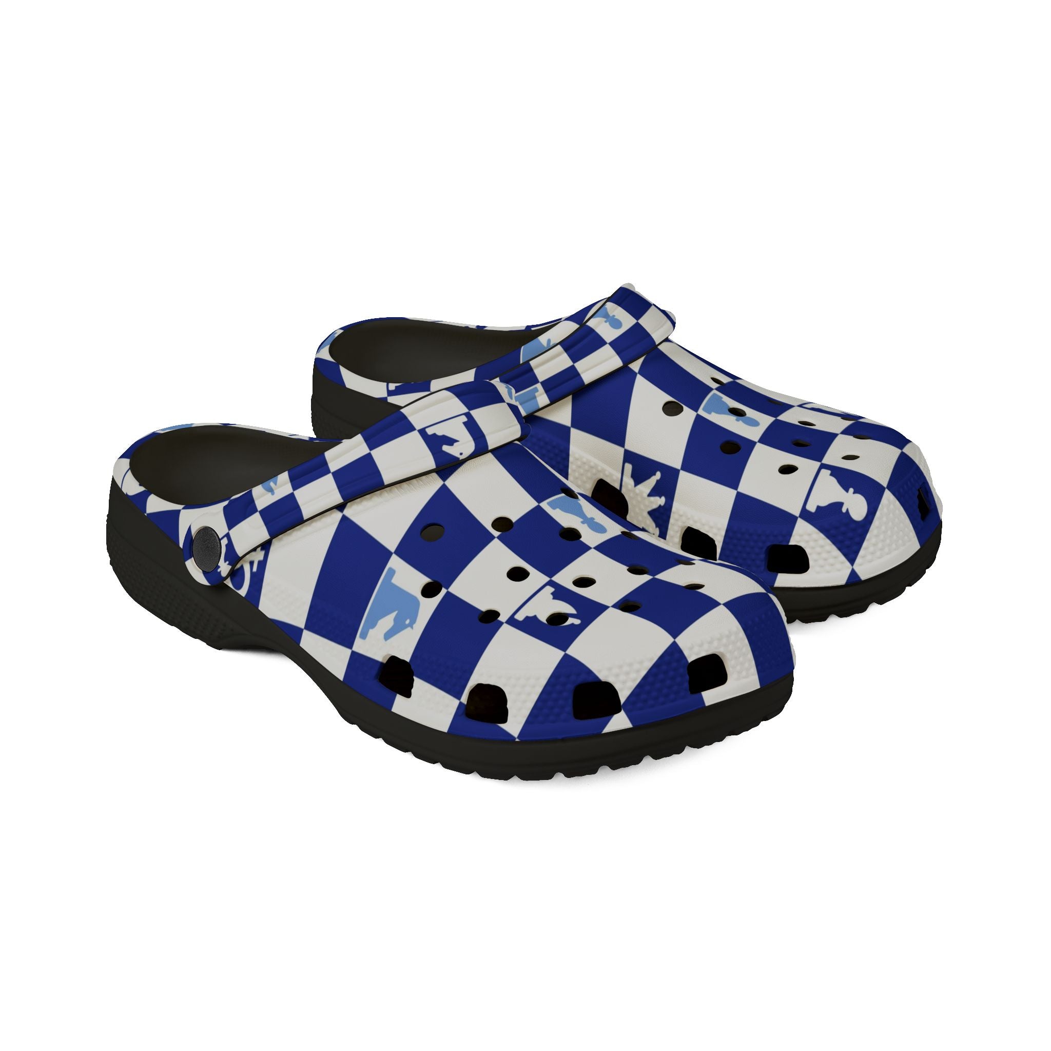 Chessboard Navy Blue EVA Foam Rubber Shoes (AOP), Artsulli - Art is Long, Life is Short, Shoes, , , , , , , 