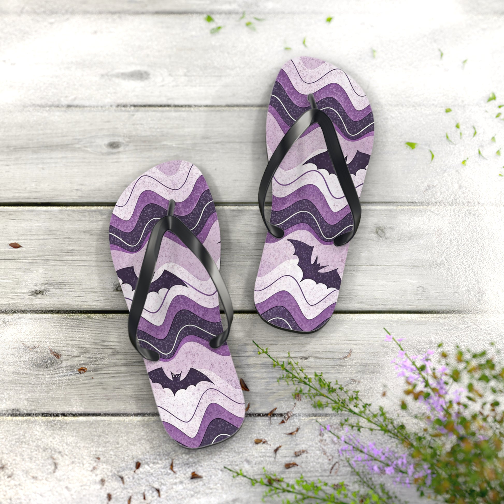 Bat Wave Flip Flops, Artsulli - Art is Long, Life is Short, Shoes, , , , , , , 