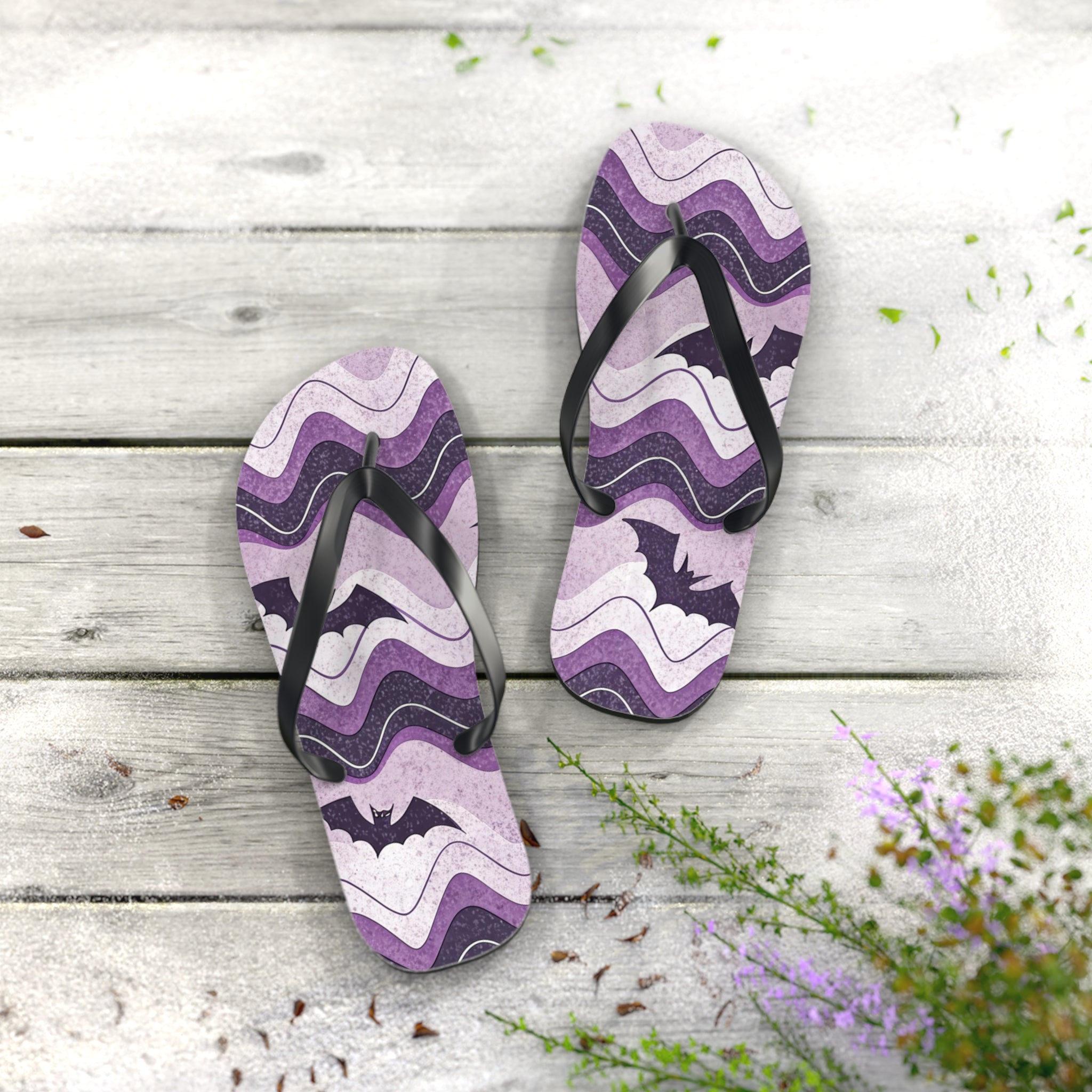 Bat Wave Flip Flops, Artsulli - Art is Long, Life is Short, Shoes, , , , , , , 