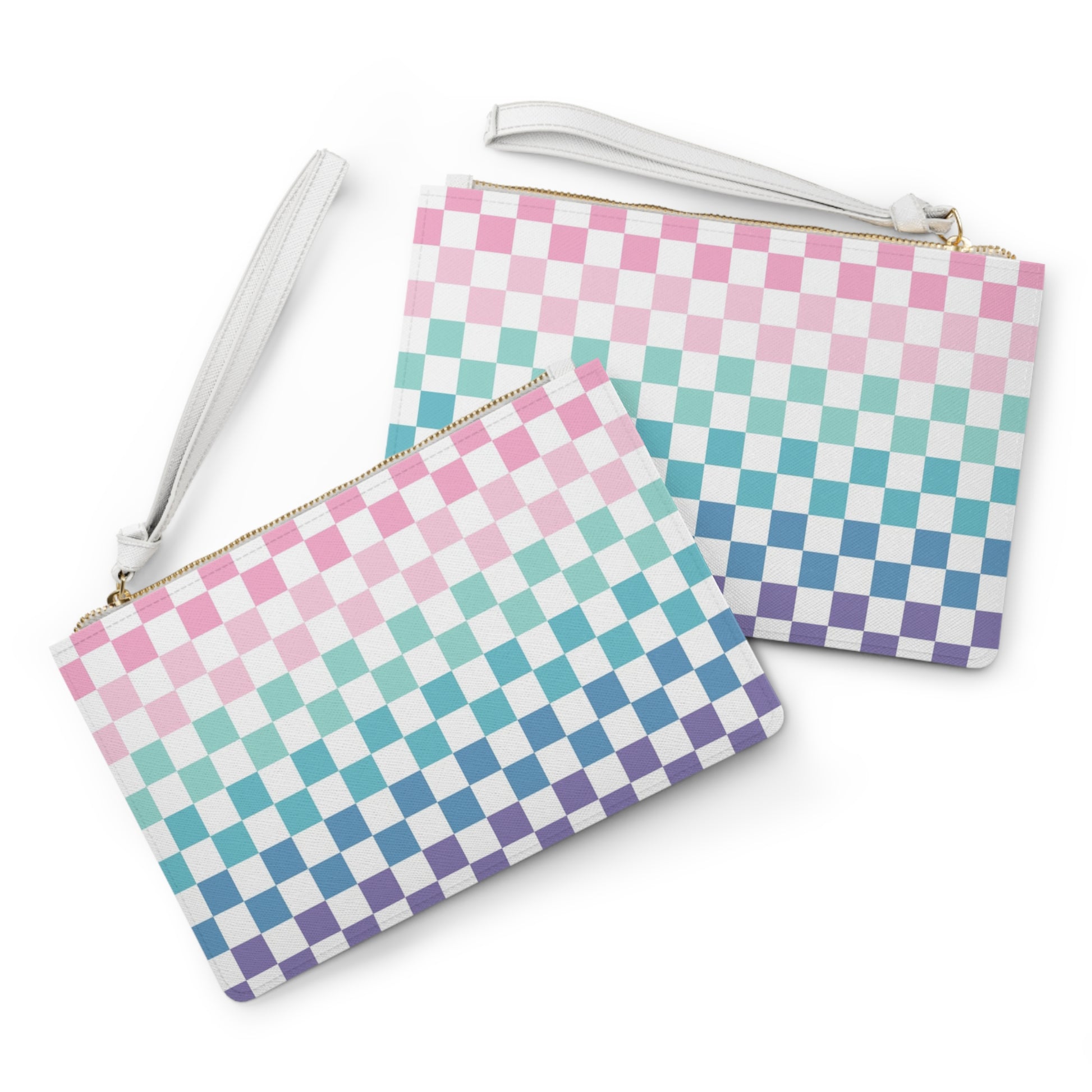 Vaporwave Rainbow  Checkerboard Multi-Color Clutch Bag, Artsulli - Art is Long, Life is Short, Bags, , , , , , , 