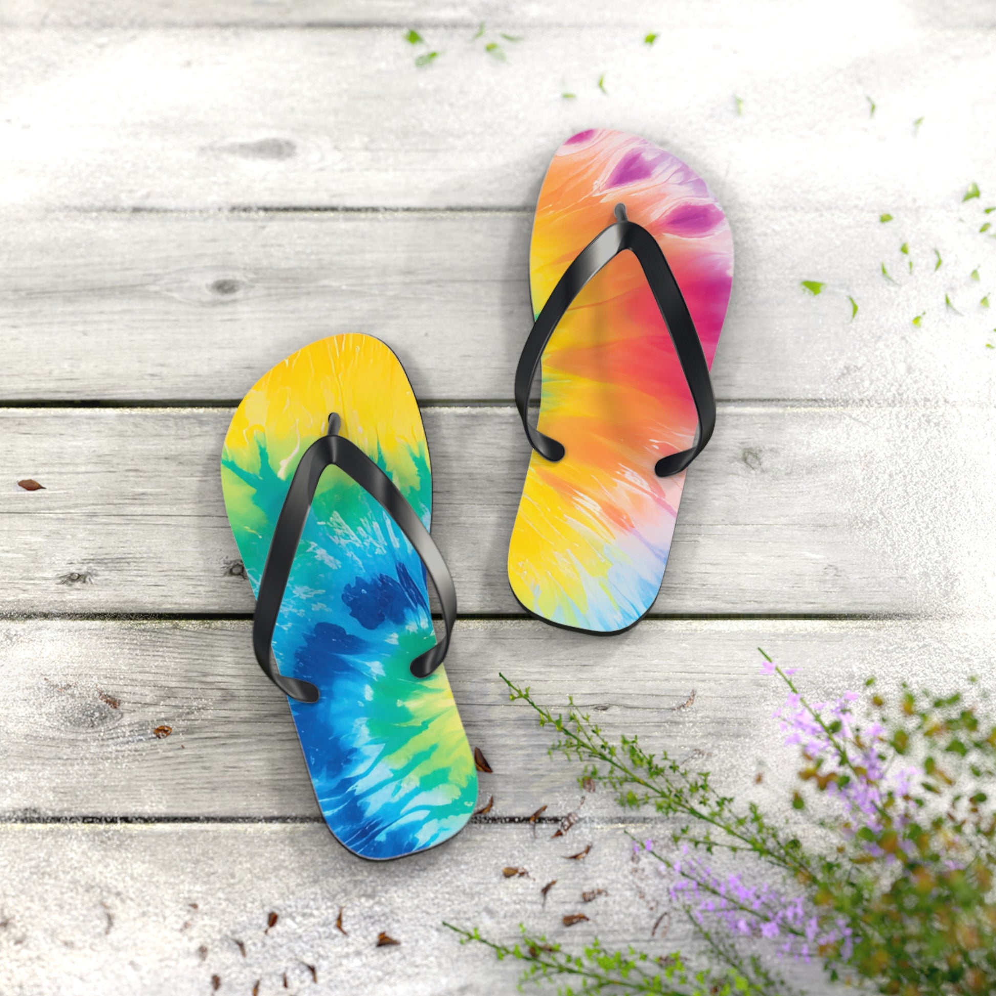 Tie Dye Flip Flops, Artsulli - Art is Long, Life is Short, Shoes, , , , , , , 