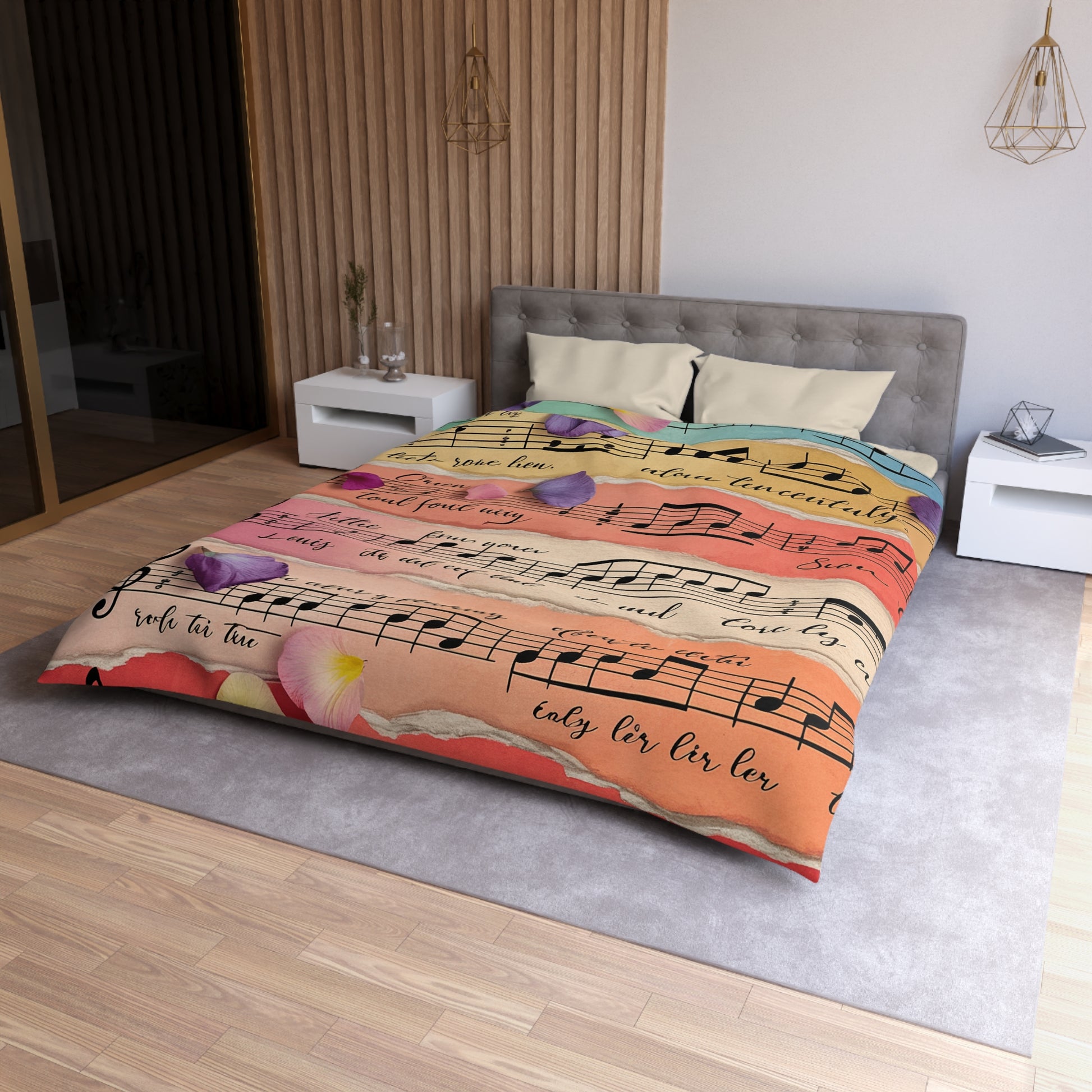 Torn Type Beat Sheet Music Multi-Color Microfiber Duvet Cover, Artsulli - Art is Long, Life is Short, Home Decor, , , , , , , 