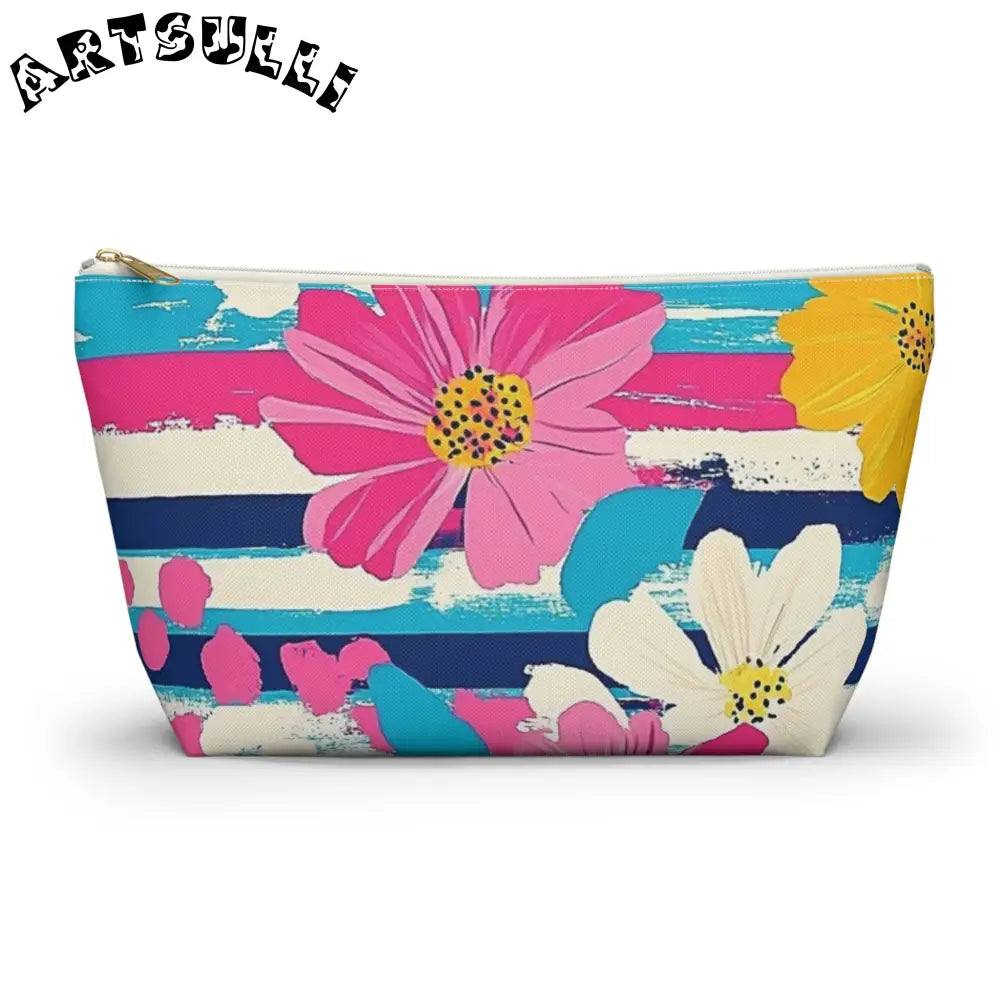 JAKKOUTTHEBXX Dayglo Floral Stripes II Multi-Color Accessory Pouch w