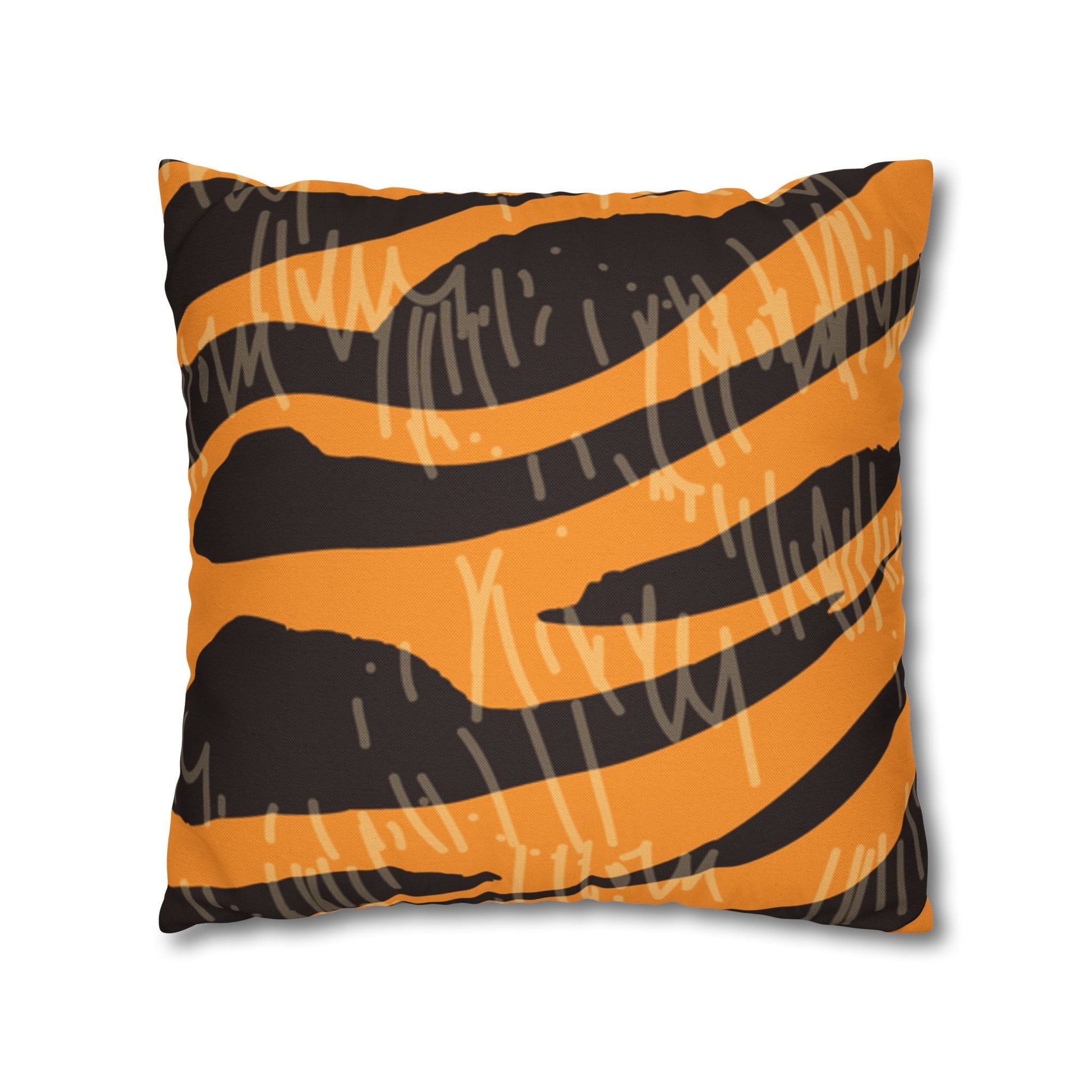 Tiger Scratches Orange & Black Spun Polyester Square Pillowcase, Artsulli - Art is Long, Life is Short, Home Decor, , , , , , , 