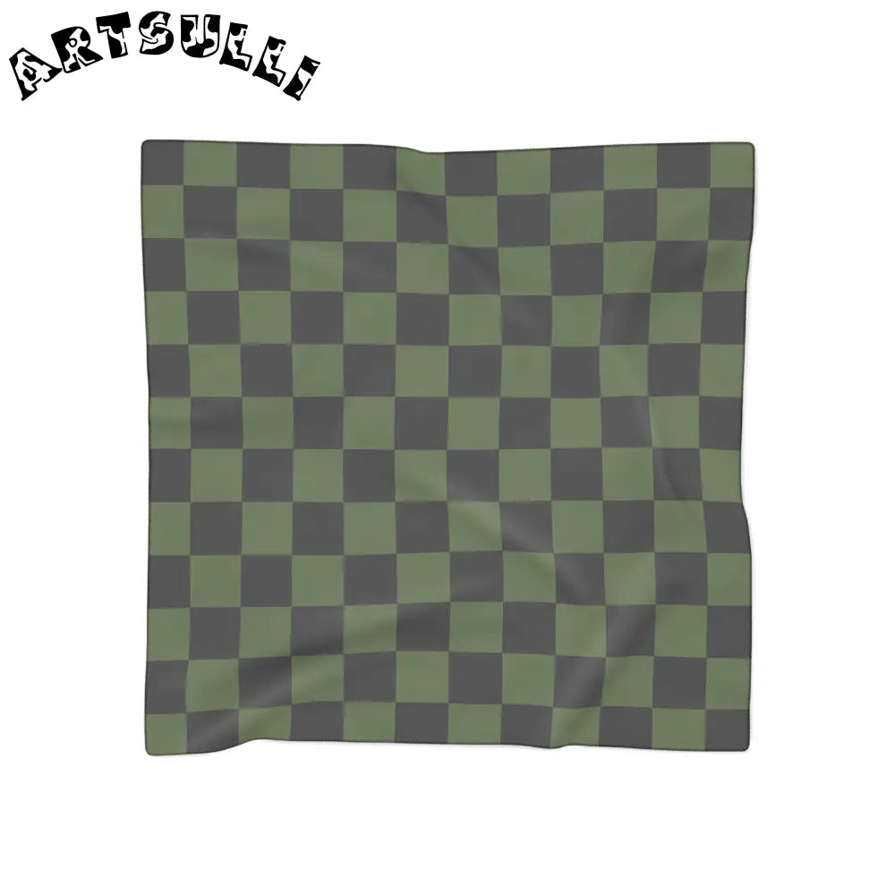 JAKKOUTTHEBXX Checkerboard Olive Green and Black Poly Scarf