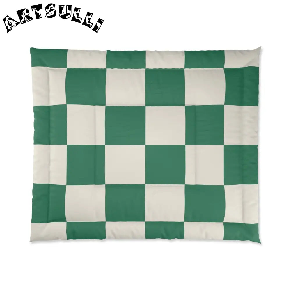 JAKKOUTTHEBXX Checkerboard Dark Green Comforter JAKKOUTTHEBXX