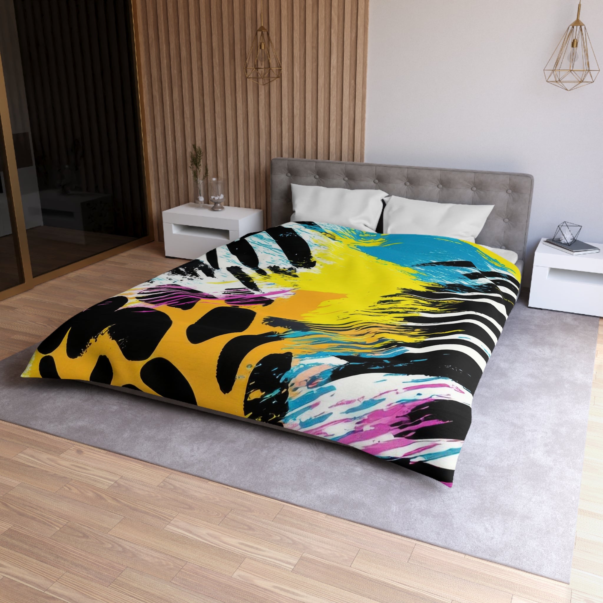 Zebra Stripes x Leapord Print x Paint Splatter Multi-Color Microfiber Duvet Cover, Artsulli - Art is Long, Life is Short, Home Decor, , , , , , , 