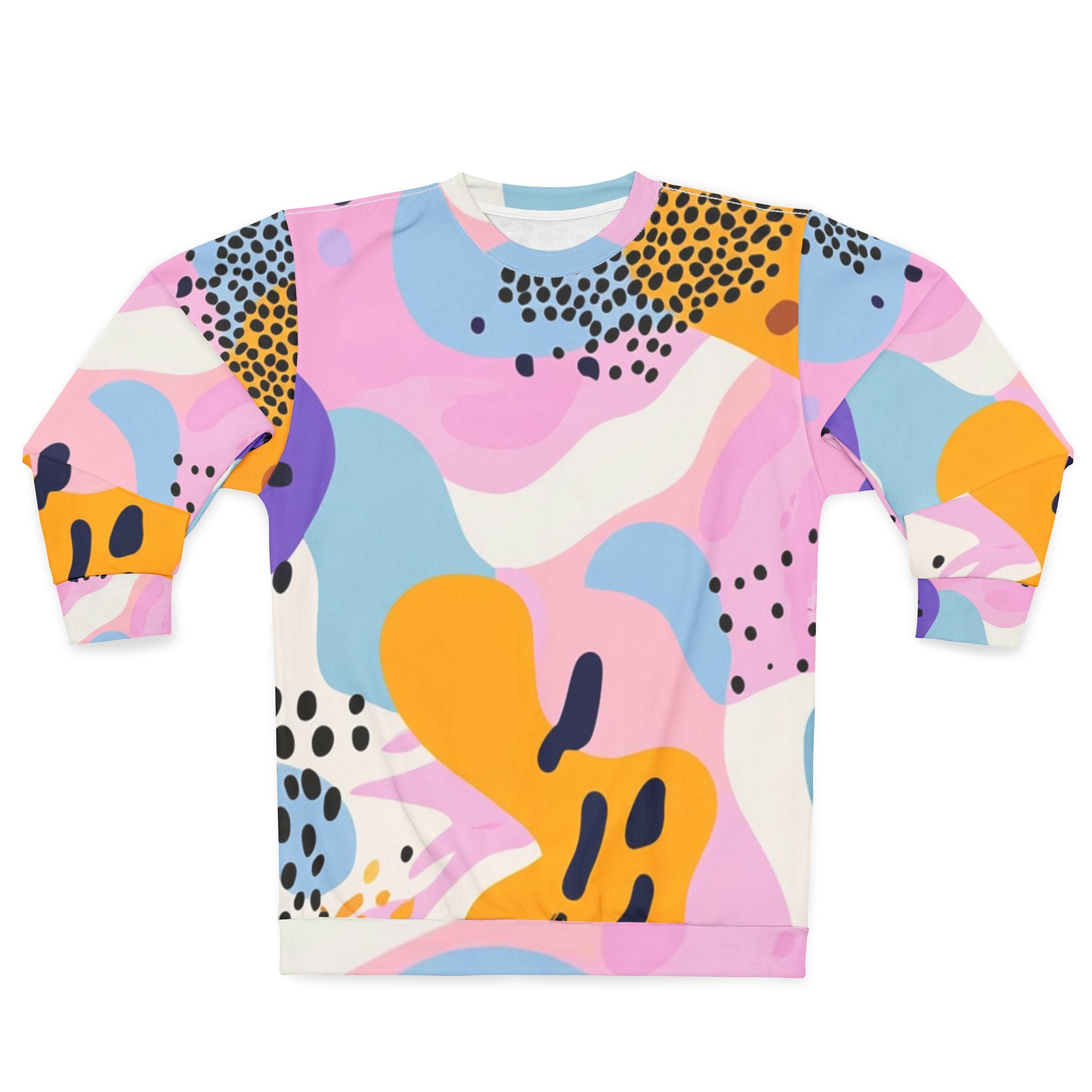 Colorful Abstract Dots and Shapes Unisex Sweatshirt (AOP), Artsulli - Art is Long, Life is Short, All Over Prints, Size, XS, , , , , 26123638737874