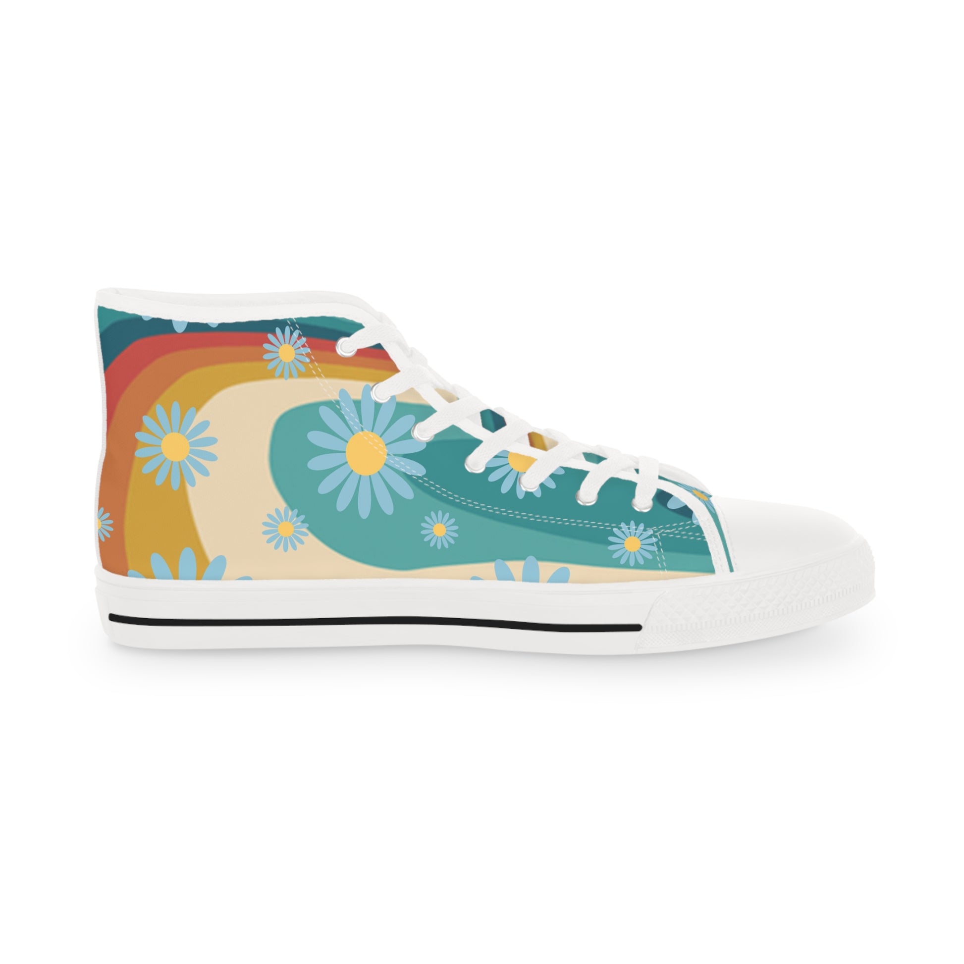 Psychedelic Floral Hills Multi-Color Men's High Top Sneakers, Artsulli - Art is Long, Life is Short, Shoes, , , , , , , 