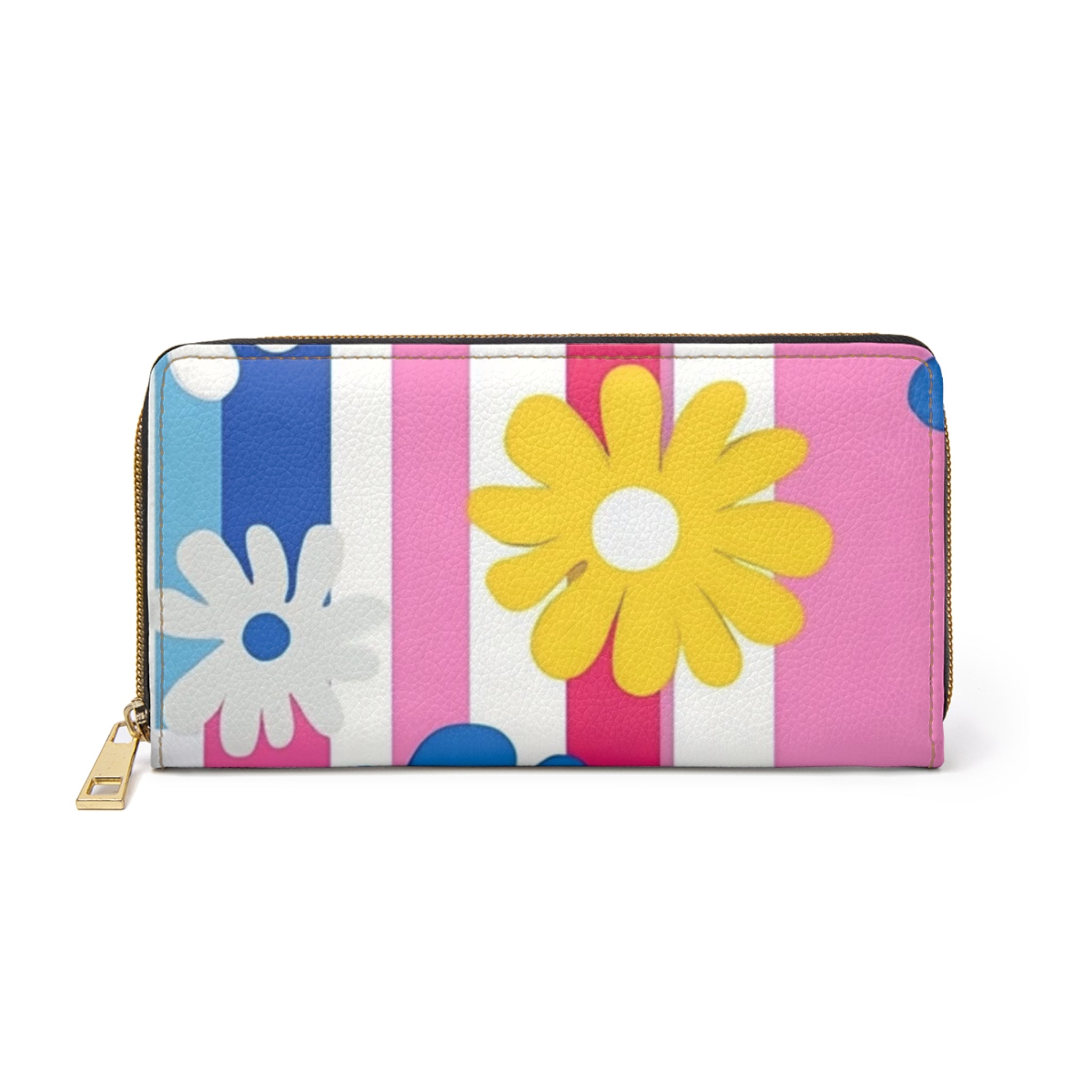 Flowers x Stripes Multi-Color Zipper Wallet, Artsulli - Art is Long, Life is Short, Accessories, Size, One size, Color, White, , , 57704613587191