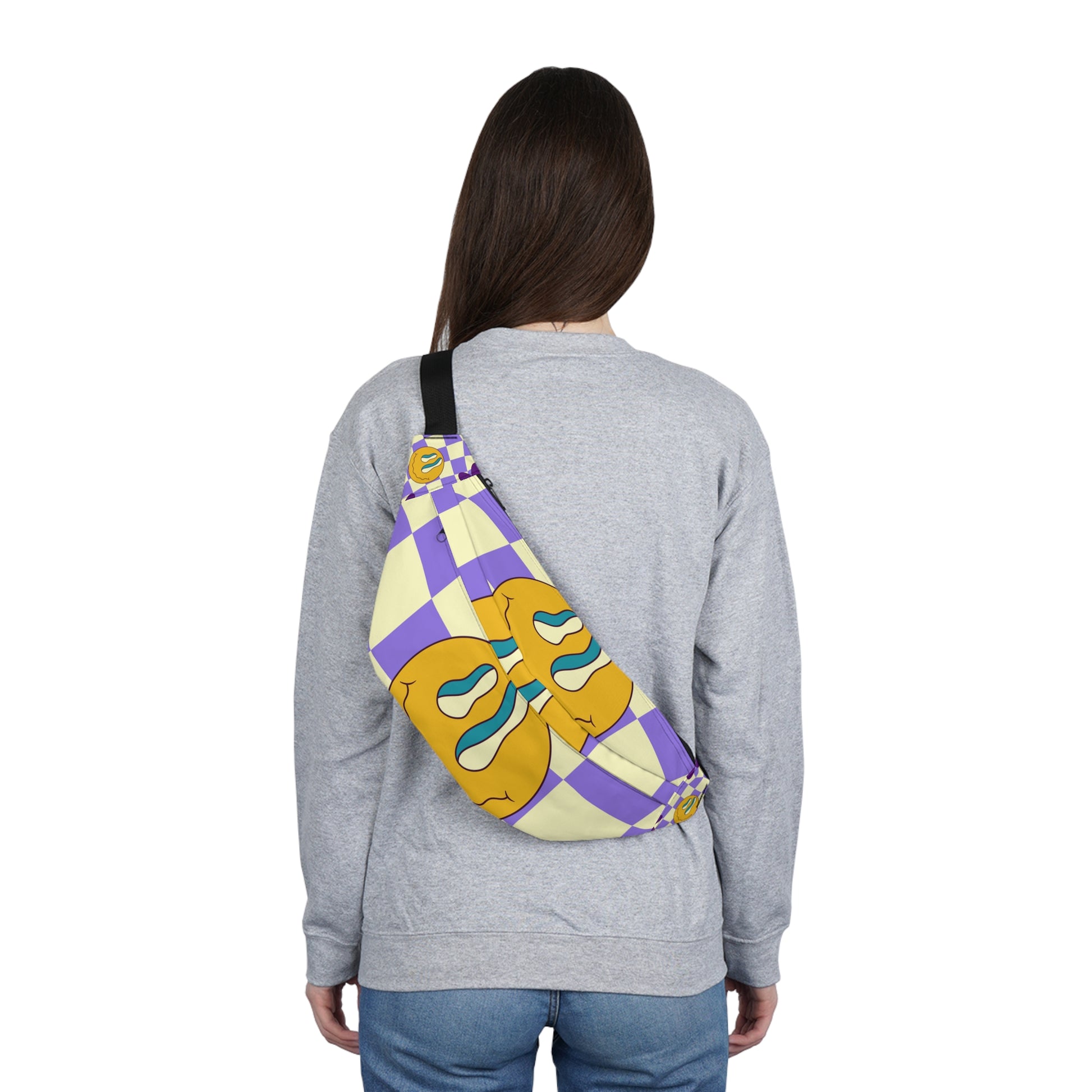 Trippy Flower Power Motifs Large Fanny Pack, Artsulli - Art is Long, Life is Short, Bags, , , , , , , 