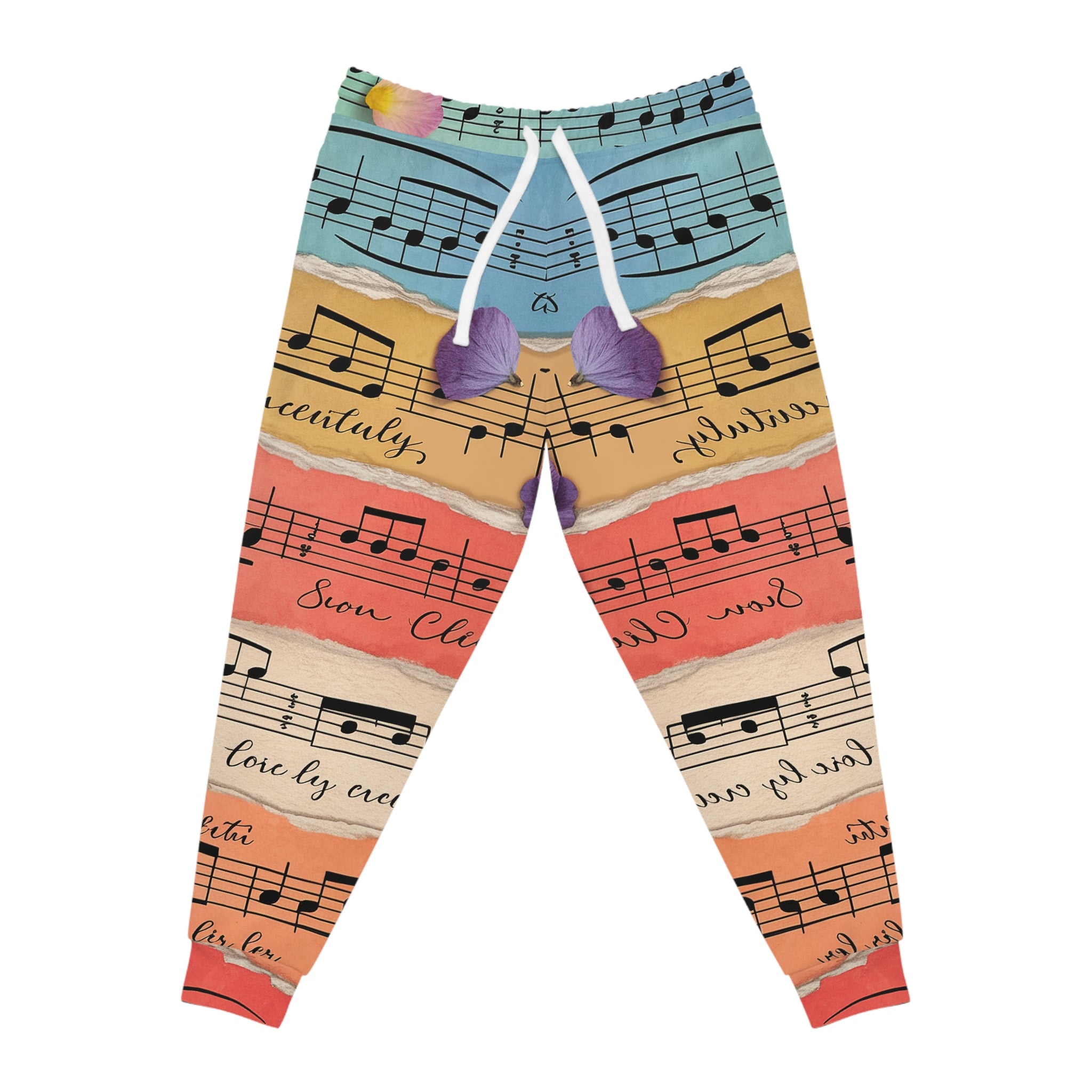 Torn Type Beat Sheet Music Multi-Color Athletic Joggers (AOP), Artsulli - Art is Long, Life is Short, All Over Prints, Size, S, Color, Seam thread color automatically matched to design, , , 32985431070457646206