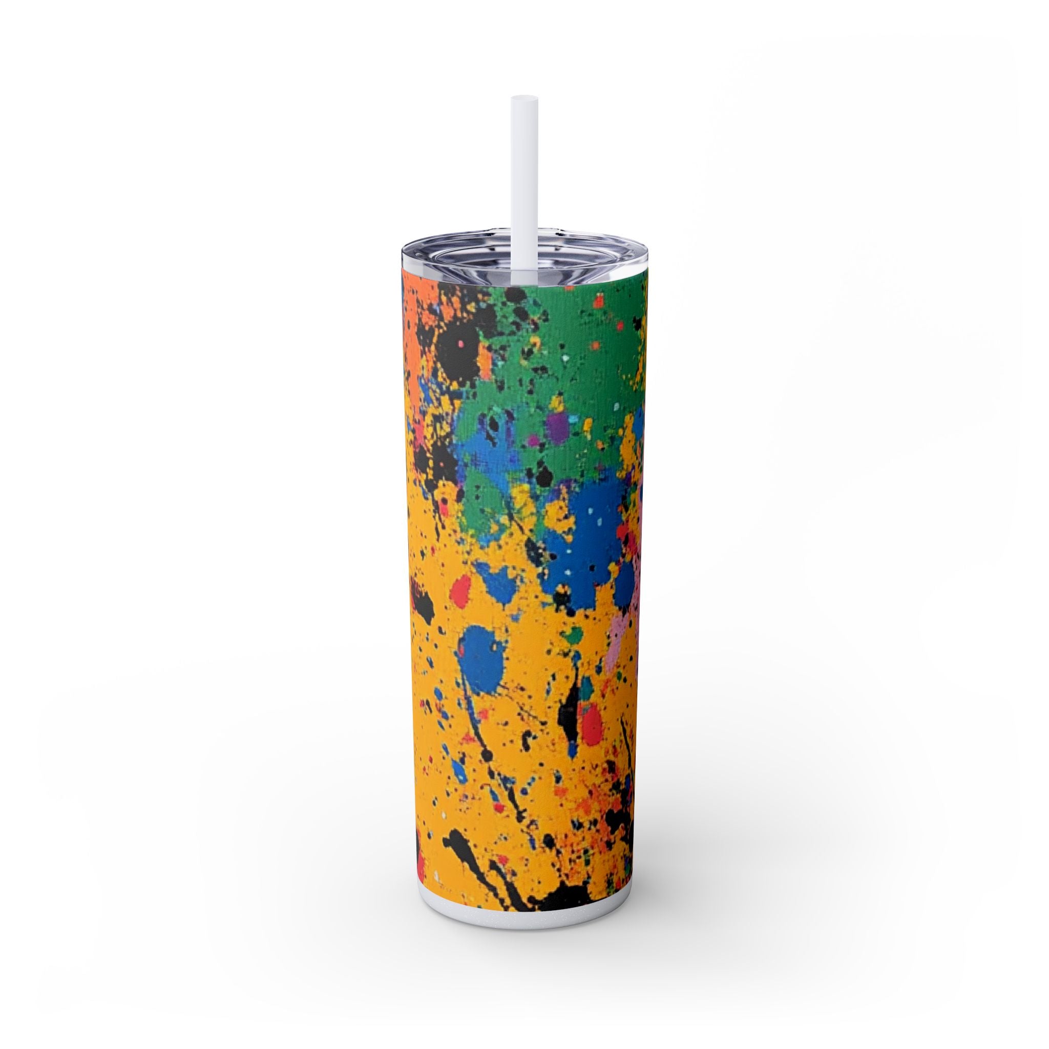 The Colors Of Paint Splatter Skinny Tumbler with Straw, 20oz, Artsulli - Art is Long, Life is Short, Mug, Finish, Glossy, Color, Glitter Iceberg, Size, 20oz, 12624993330743