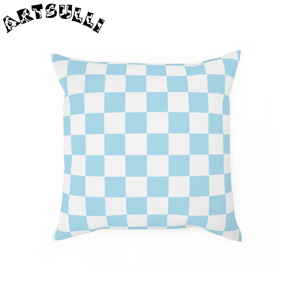 JAKKOUTTHEBXX Checkerboard Sky Blue Cushion JAKKOUTTHEBXX Artsulli