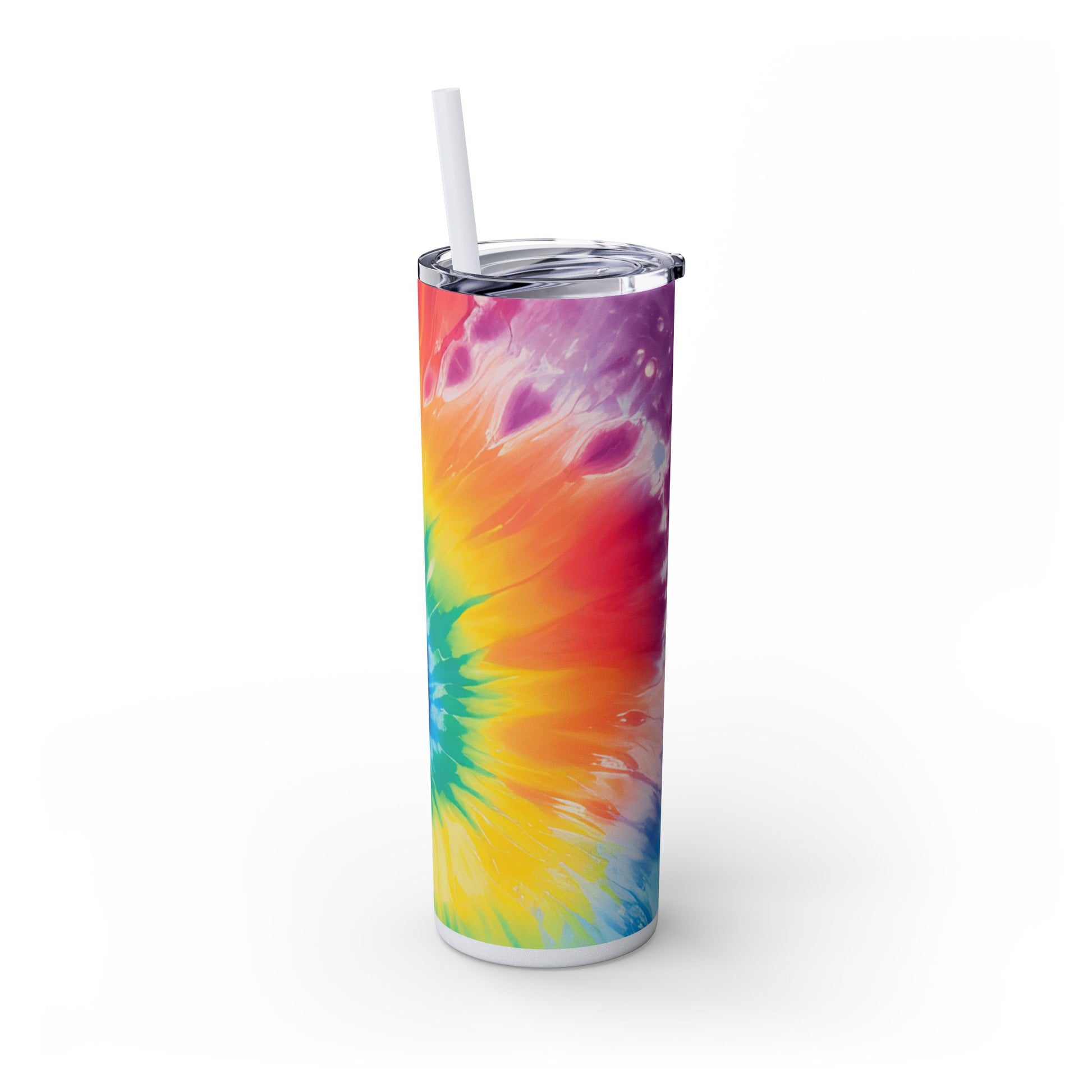 Tie Dye Skinny Tumbler with Straw, 20oz, Artsulli - Art is Long, Life is Short, Mug, , , , , , , 