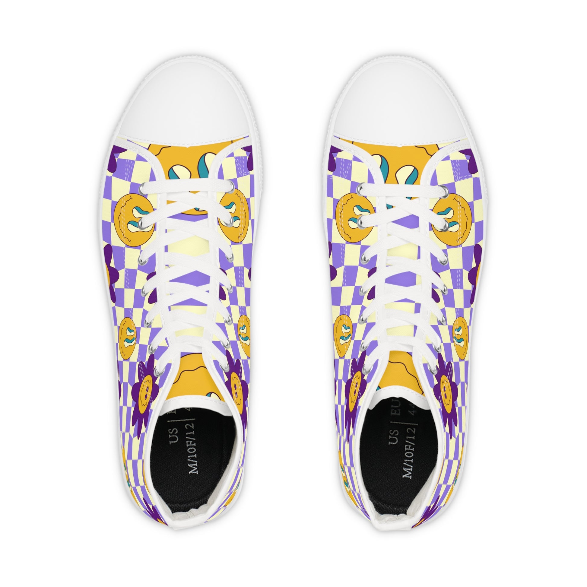 Trippy Flower Power Motifs II Men's High Top Sneakers, Artsulli - Art is Long, Life is Short, Shoes, , , , , , , 