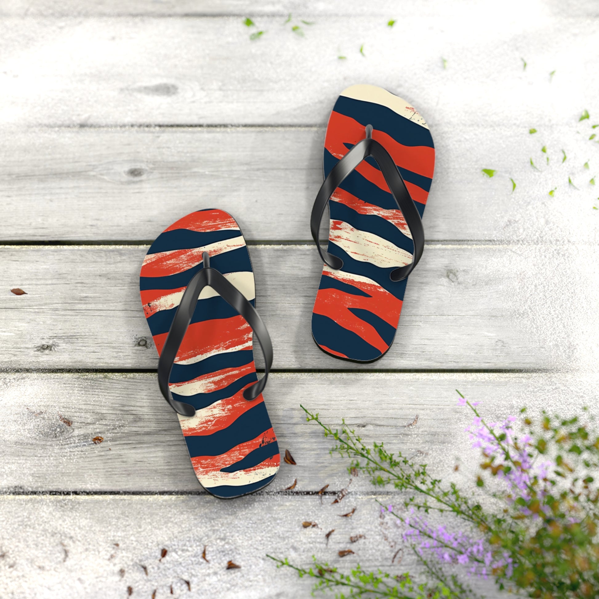 Camo Tiger Stripes Flip Flops, Artsulli - Art is Long, Life is Short, Shoes, , , , , , , 