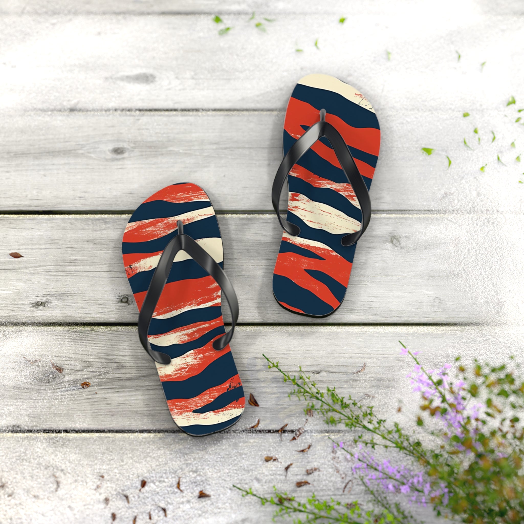 Camo Tiger Stripes Flip Flops, Artsulli - Art is Long, Life is Short, Shoes, , , , , , , 