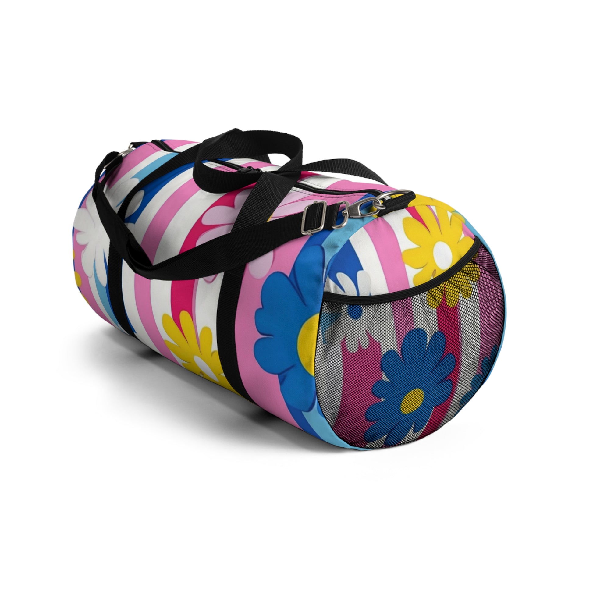 Flowers x Stripes II Multi-Color Duffel Bag, Artsulli - Art is Long, Life is Short, Bags, , , , , , , 