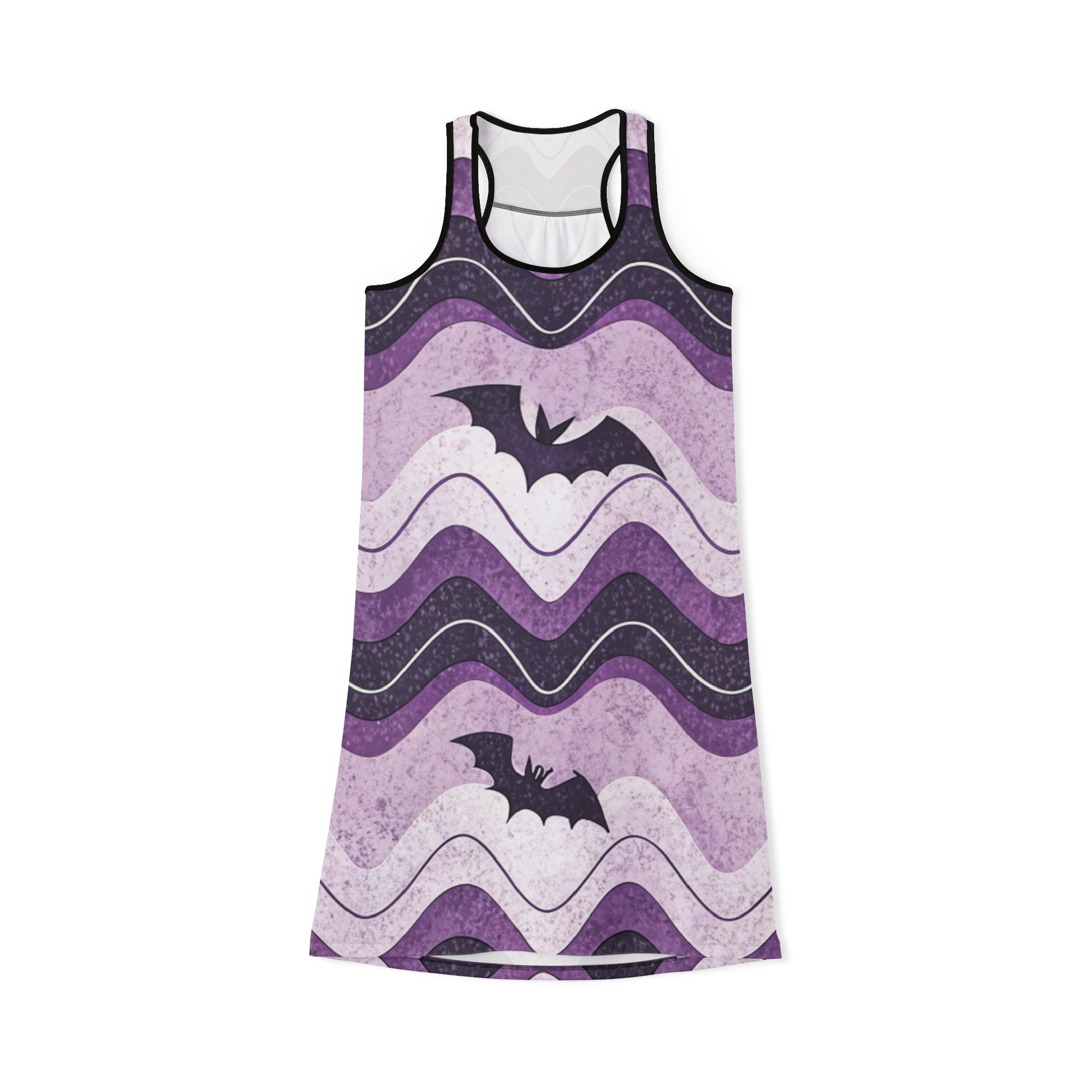 Bat Wave Women's Racerback Dress (AOP), Artsulli - Art is Long, Life is Short, Tank Top, Size, XS, Color, Black, , , 50152215768460