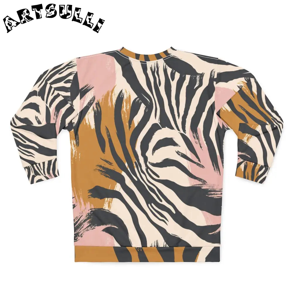 JAKKOUTTHEBXX Abstract Zebra Print Artistic Work Crewneck Sweatshirt