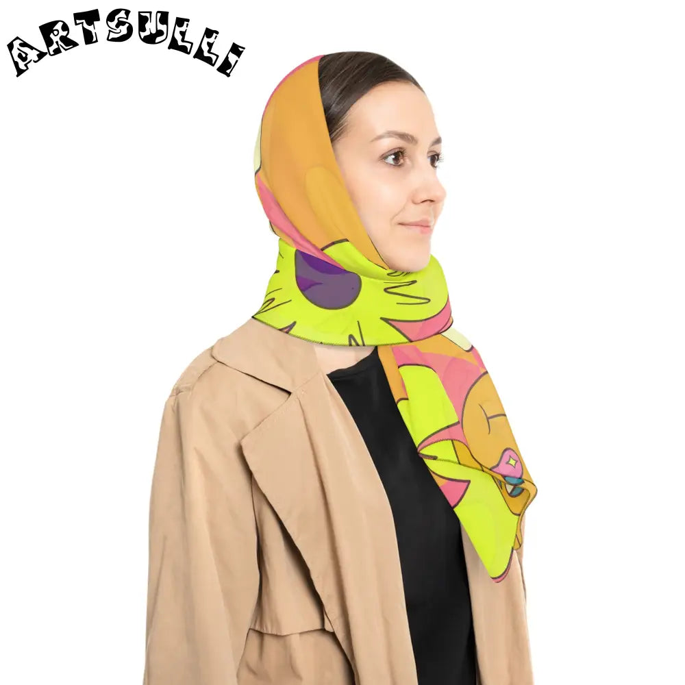 JAKKOUTTHEBXX Trippy Sour Face Rave Poly Scarf JAKKOUTTHEBXX