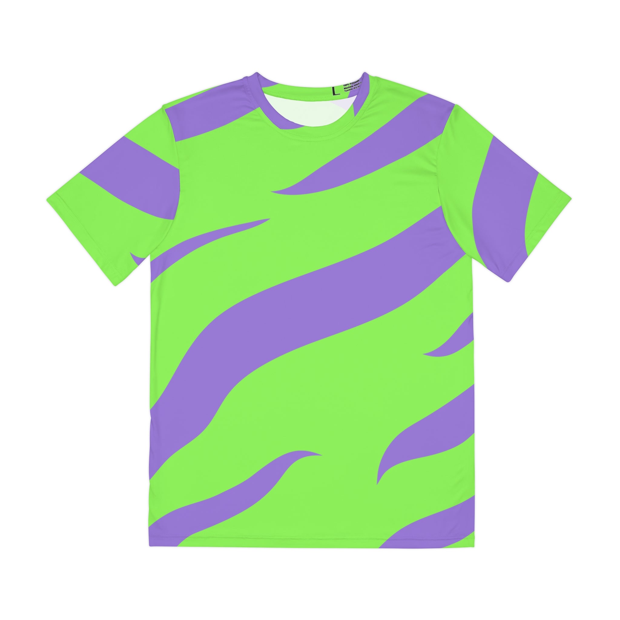 Tyrannosaurus Print Green and Purple Men's Polyester Tee (AOP), Artsulli - Art is Long, Life is Short, All Over Prints, Size, XS, , , , , 15118589457725
