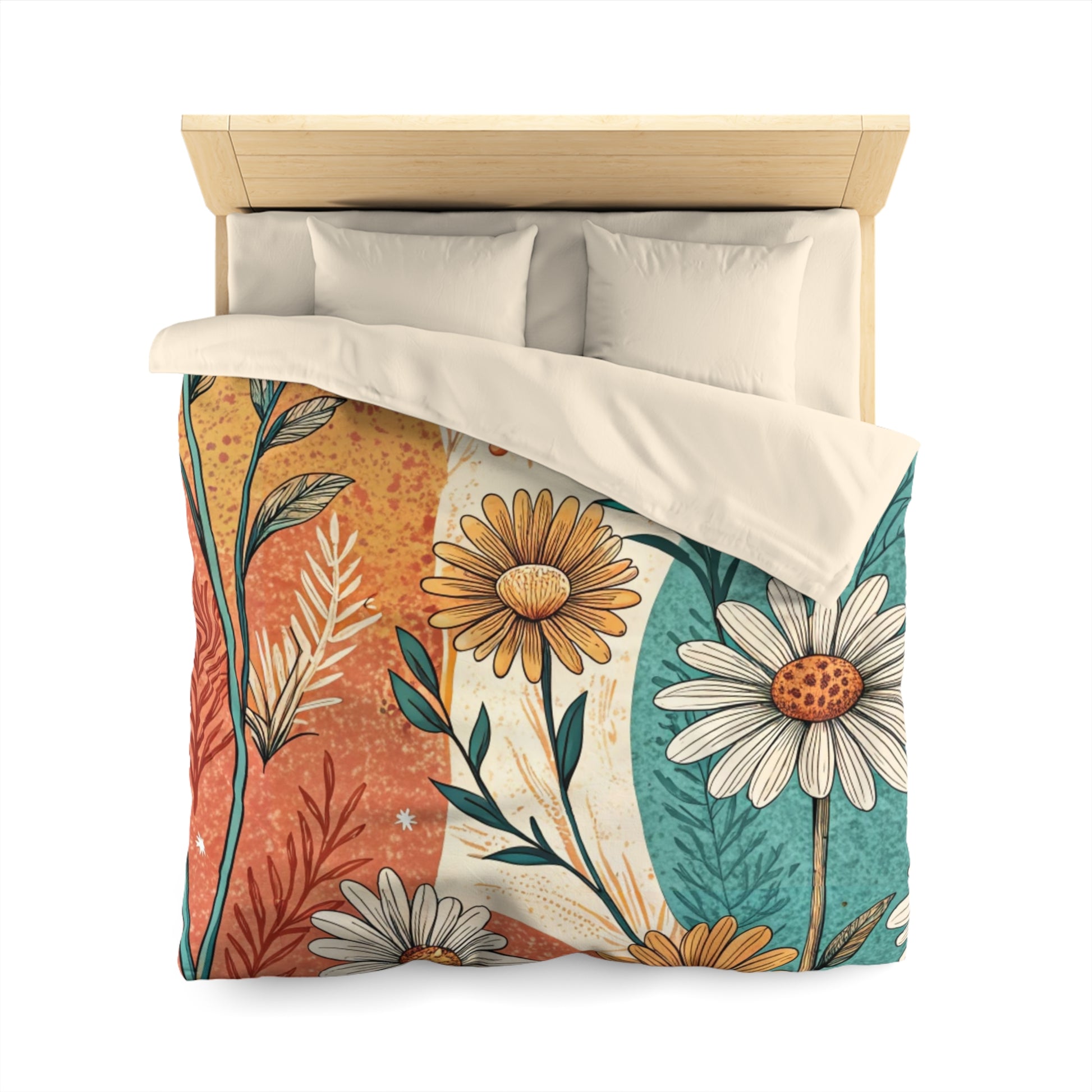 Retro Daisy Dream Microfiber Duvet Cover, Artsulli - Art is Long, Life is Short, Home Decor, , , , , , , 