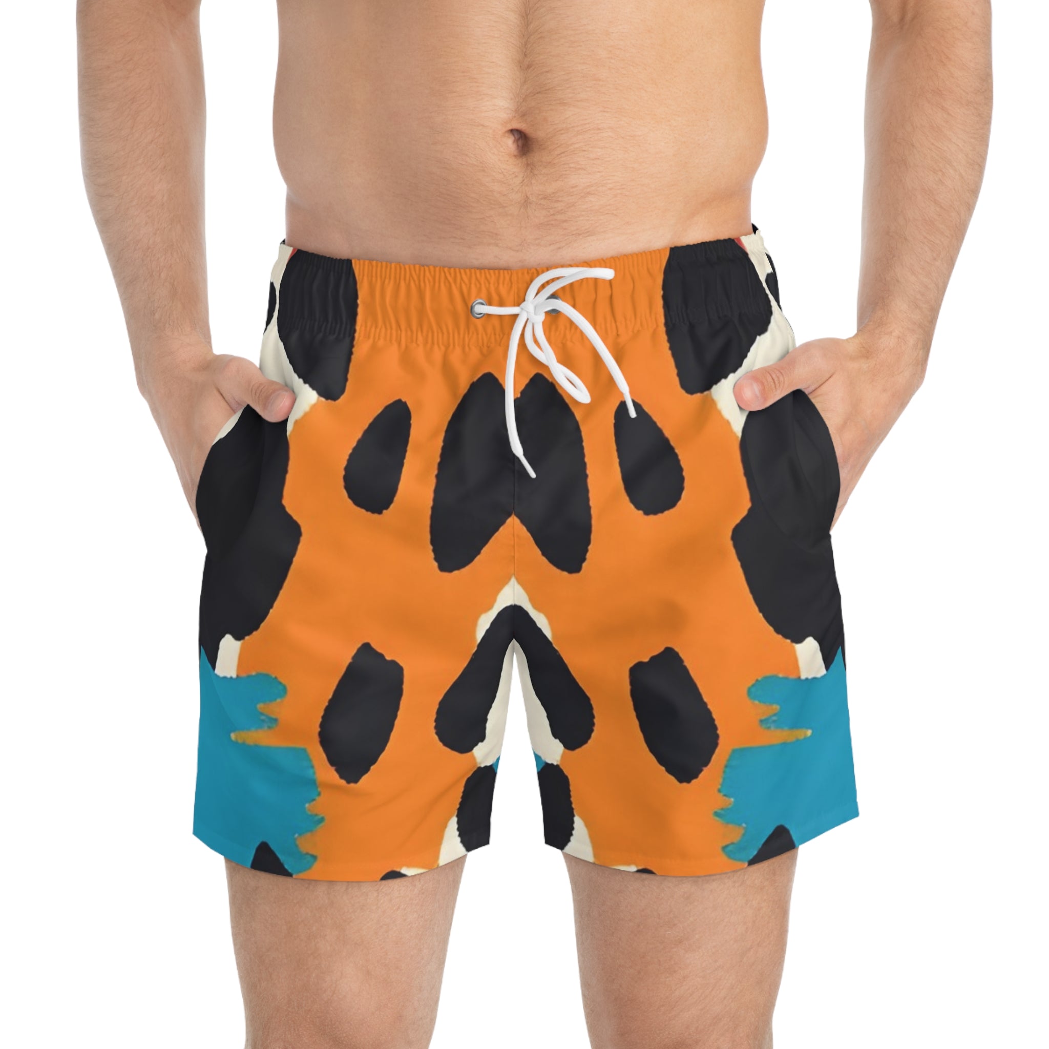 Wild Brush Strokes x Animal Print Multi-Color Swim Trunks (AOP), Artsulli - Art is Long, Life is Short, All Over Prints, , , , , , , 