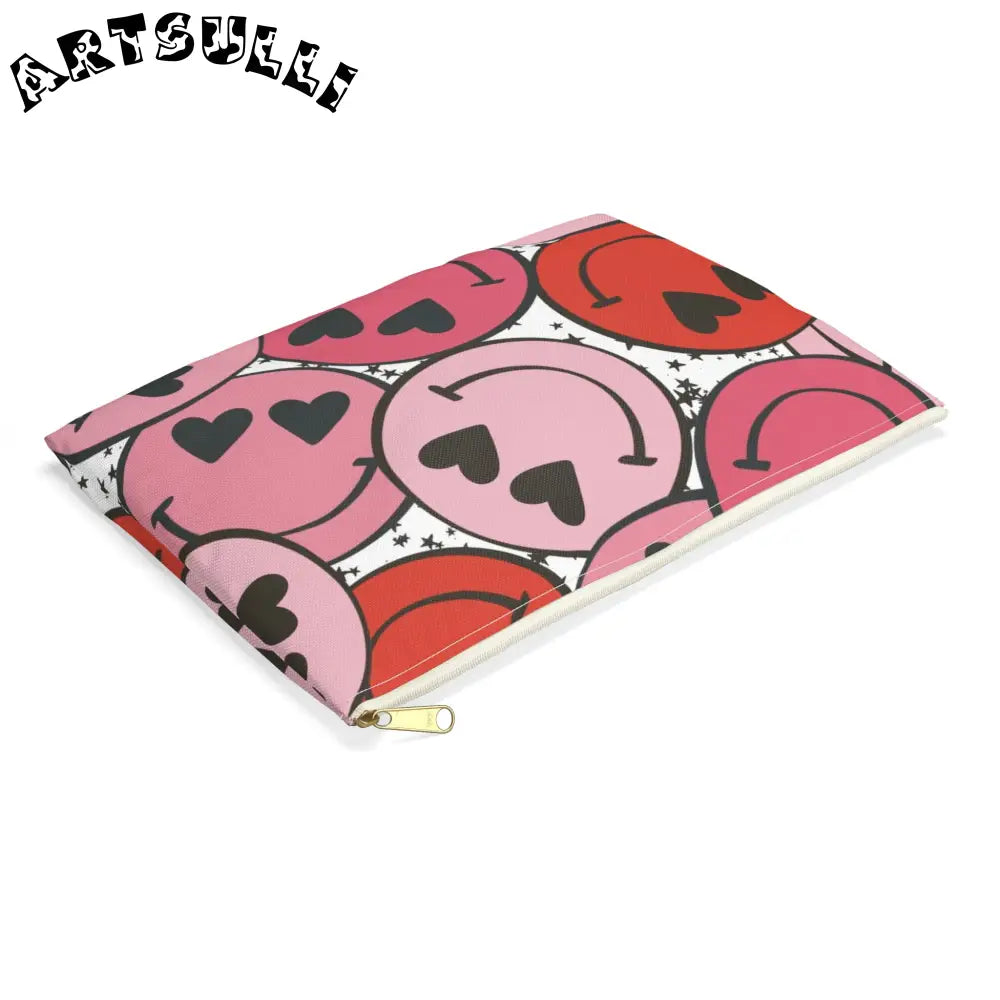 JAKKOUTTHEBXX Smiley Face x Heart Eyes Pink and Red Accessory Pouch