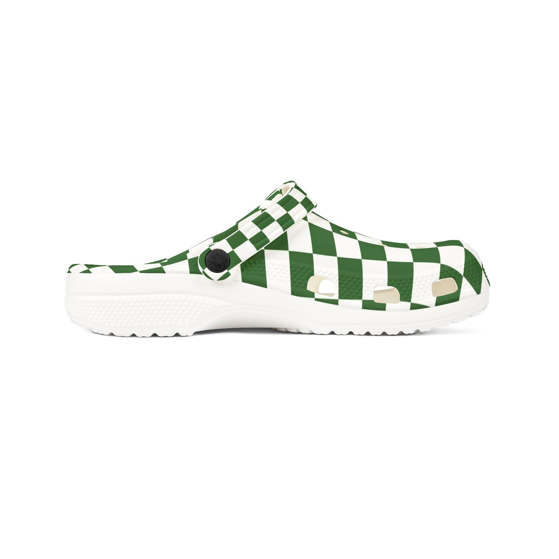 Checkerboard White and Dark Green EVA Foam Rubber Shoes (AOP), Artsulli - Art is Long, Life is Short, Shoes, , , , , , , 