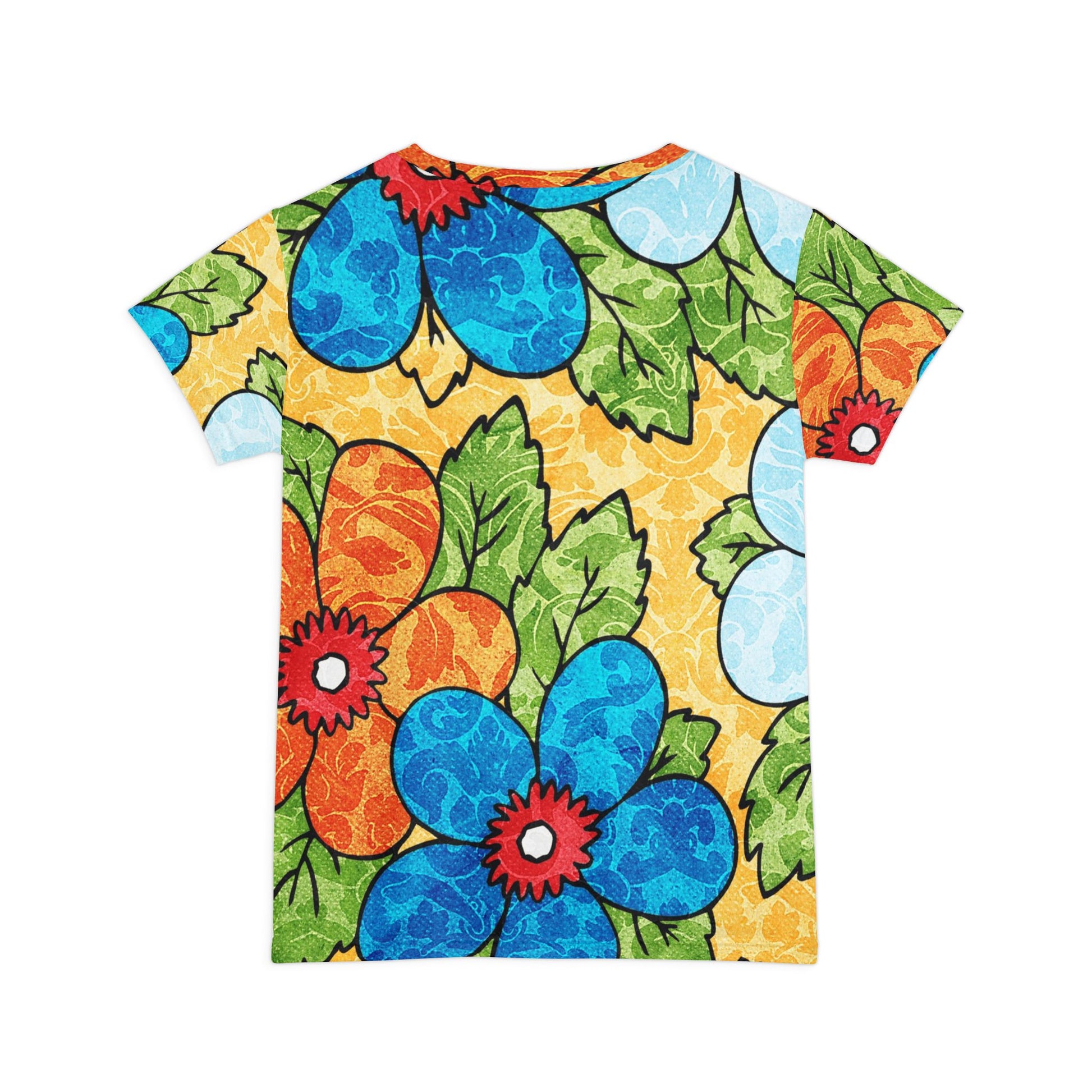 Groovy Yellow Floral Kl Women's Short Sleeve Shirt (AOP), Artsulli - Art is Long, Life is Short, All Over Prints, , , , , , , 