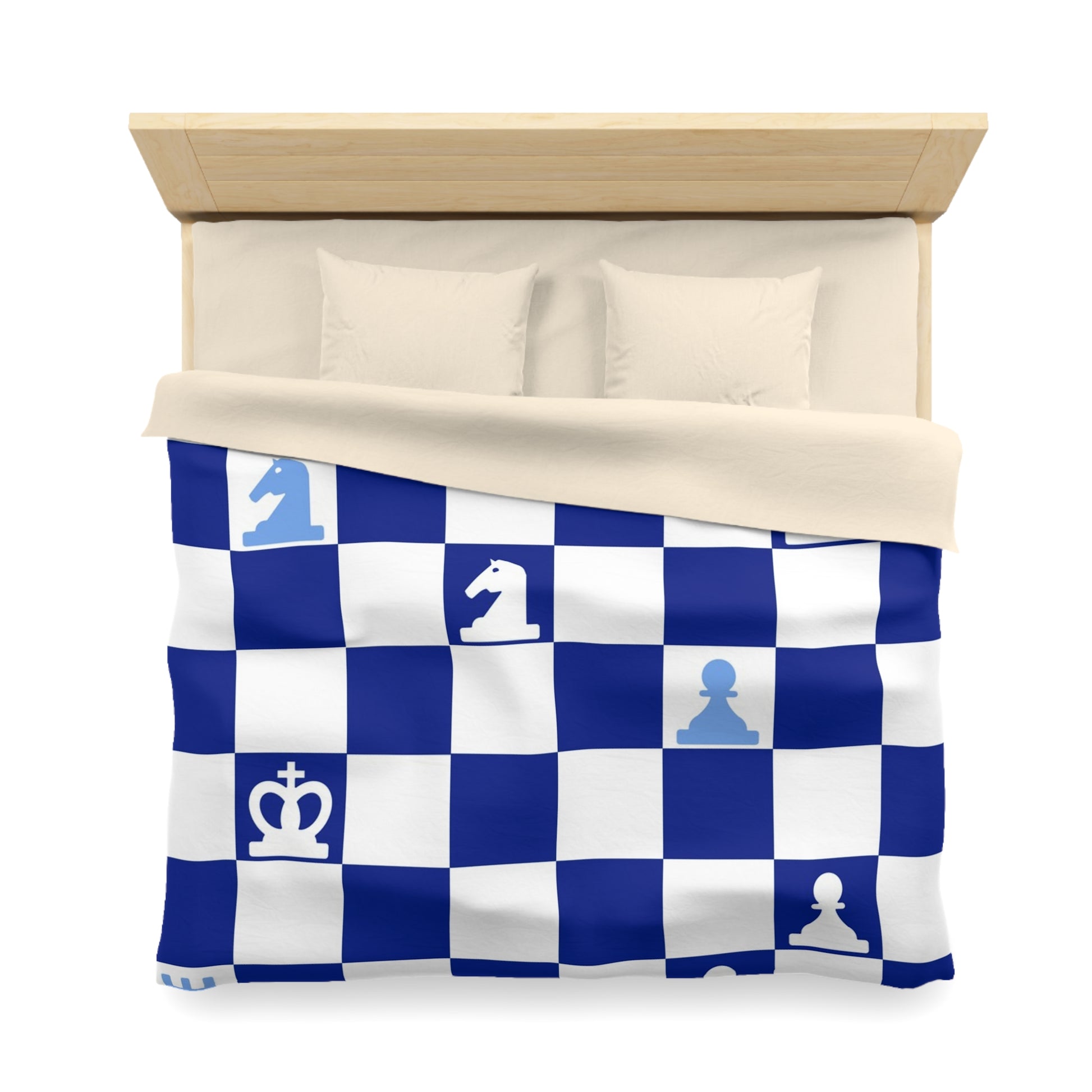 Chessboard Navy Blue Microfiber Duvet Cover, Artsulli - Art is Long, Life is Short, Home Decor, , , , , , , 