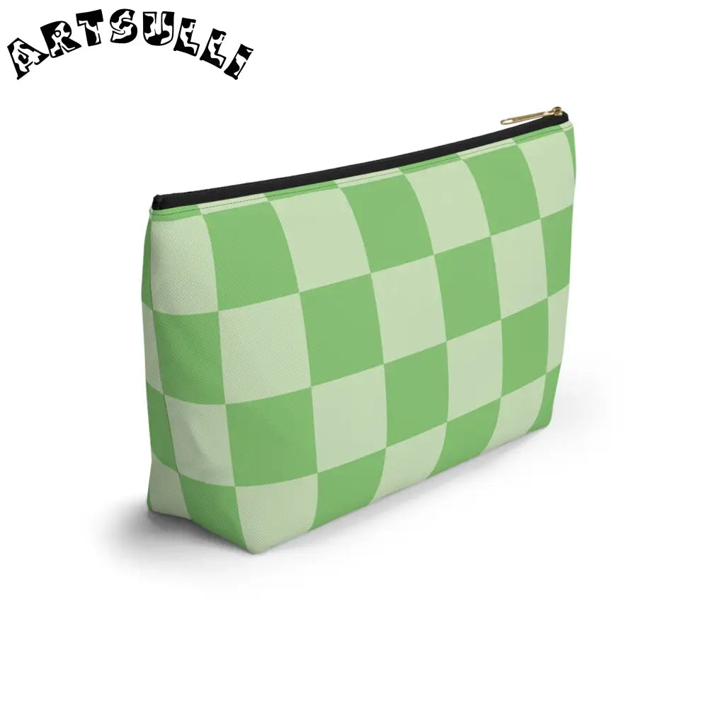 JAKKOUTTHEBXX Checkerboard Green Accessory Pouch w T-bottom