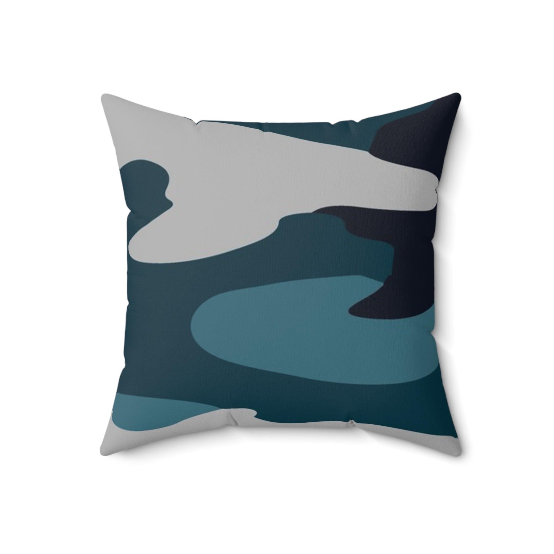 Blue Camouflage Spun Polyester Square Pillow, Artsulli - Art is Long, Life is Short, Home Decor, Size, 18" × 18", , , , , 11927573506430